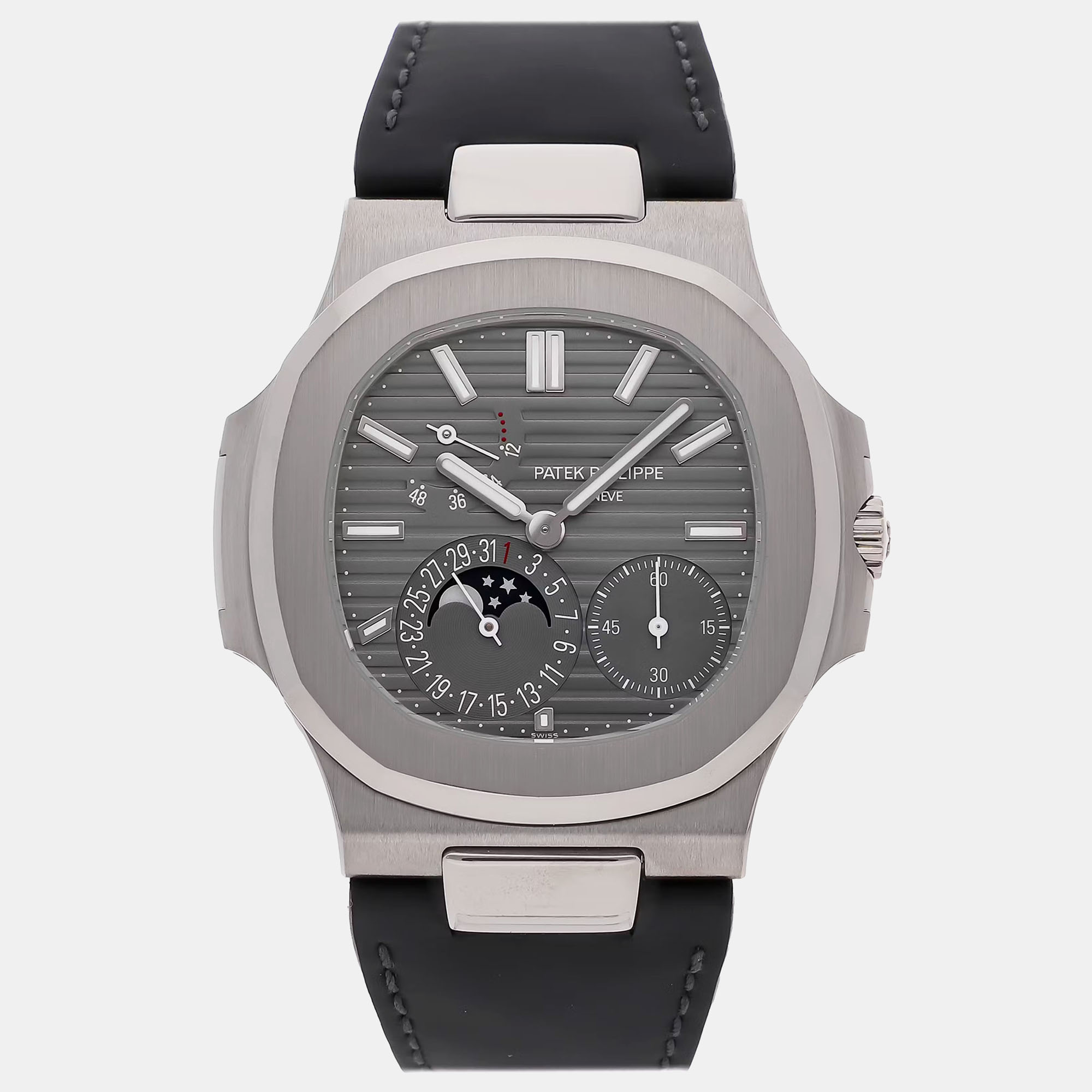 Pre-Owned Patek Philippe Nautilus Date Moonphase 5712G-001 40 mm, Grey
Pre-Owned Patek Philippe Nautilus Date Moonphase 5712G-001 40 mm, Grey