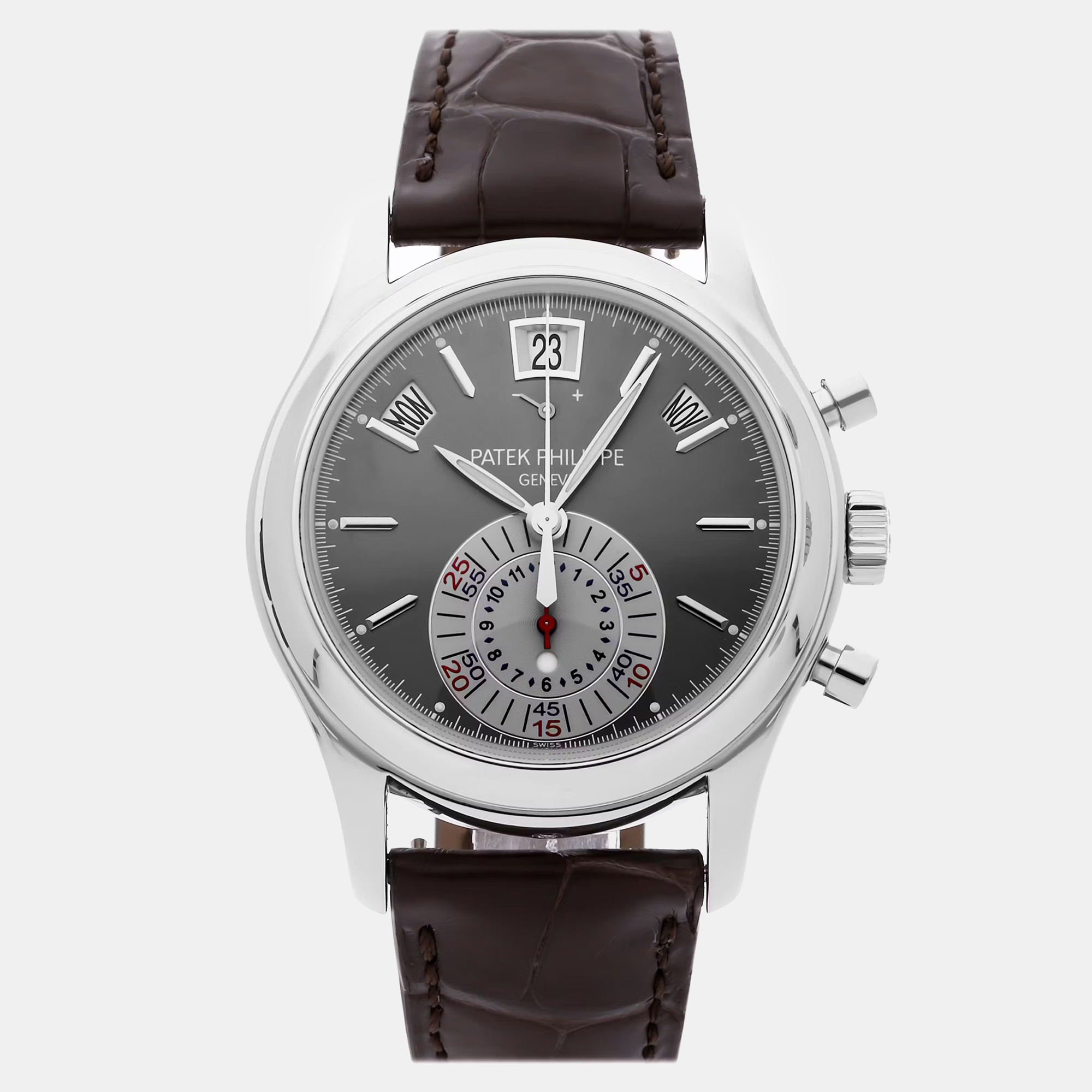Pre-Owned Patek Philippe Complications Annual Calendar Chronograph 5960P-001 40.5 mm, Grey
Pre-Owned Patek Philippe Complications Annual Calendar Chronograph 5960P-001 40.5 mm, Grey