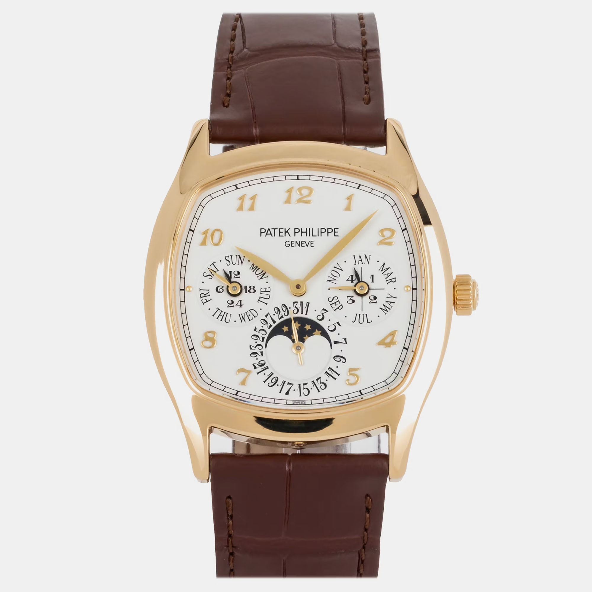 Pre-Owned Patek Philippe Grand Complications Perpetual Calendar Cushion, White
Pre-Owned Patek Philippe Grand Complications Perpetual Calendar Cushion, White