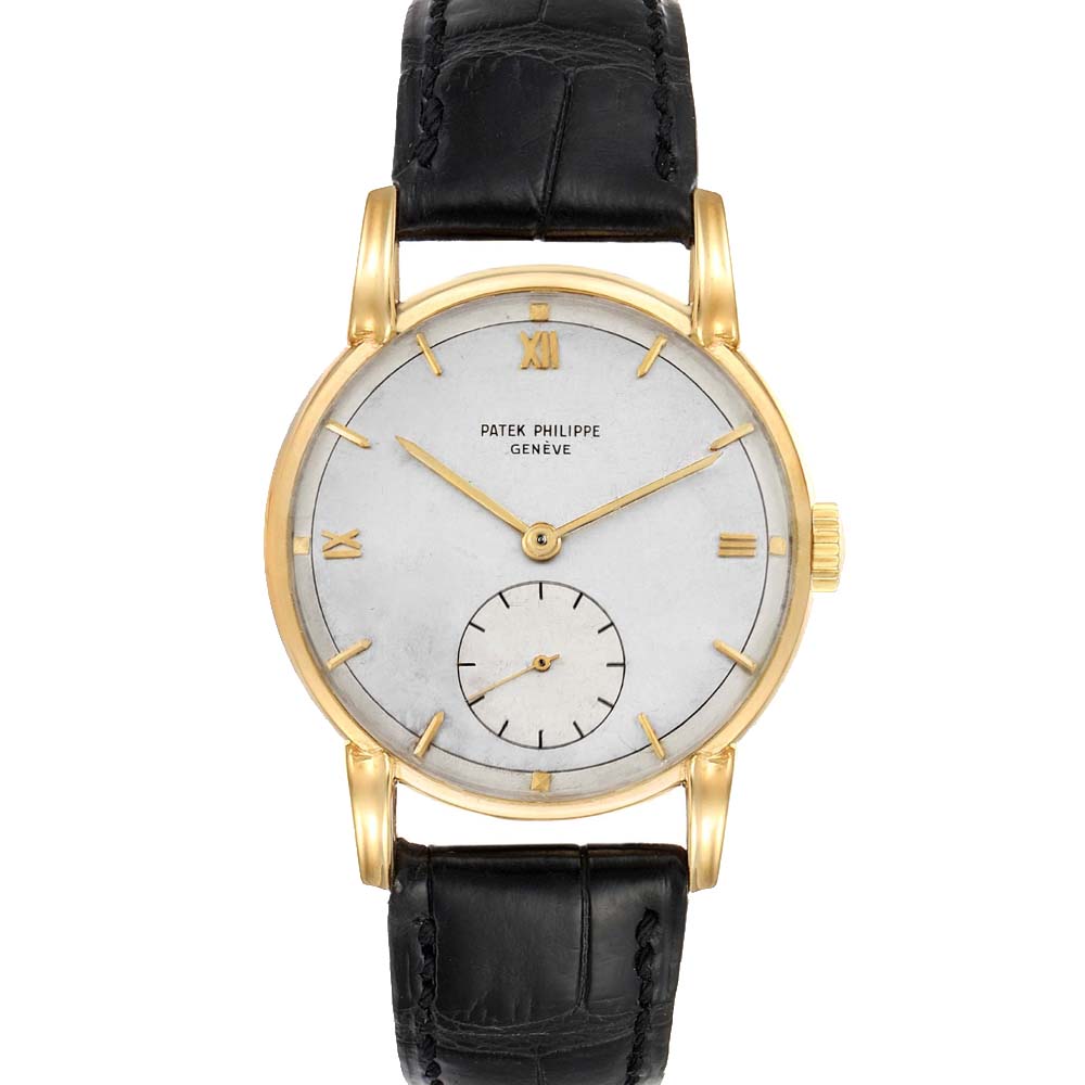 Patek Philippe Silver 18K Yellow Gold Calatrava Vintage 2430 Men's Wristwatch 35 MM