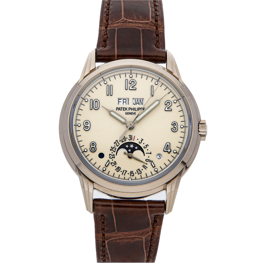 Patek Philippe Cream 18K White Gold Grand Complications Perpetual Calendar 5320G-001 Men's Wristwatch 40 MM