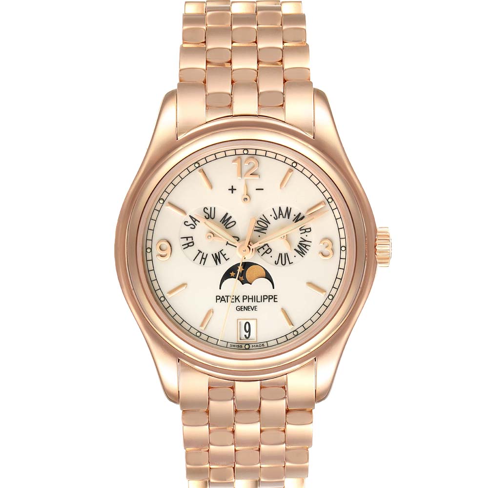 Patek Philippe Cream 18K Rose Gold Complicated Annual Calendar 5146 Men's Wristwatch 39 MM