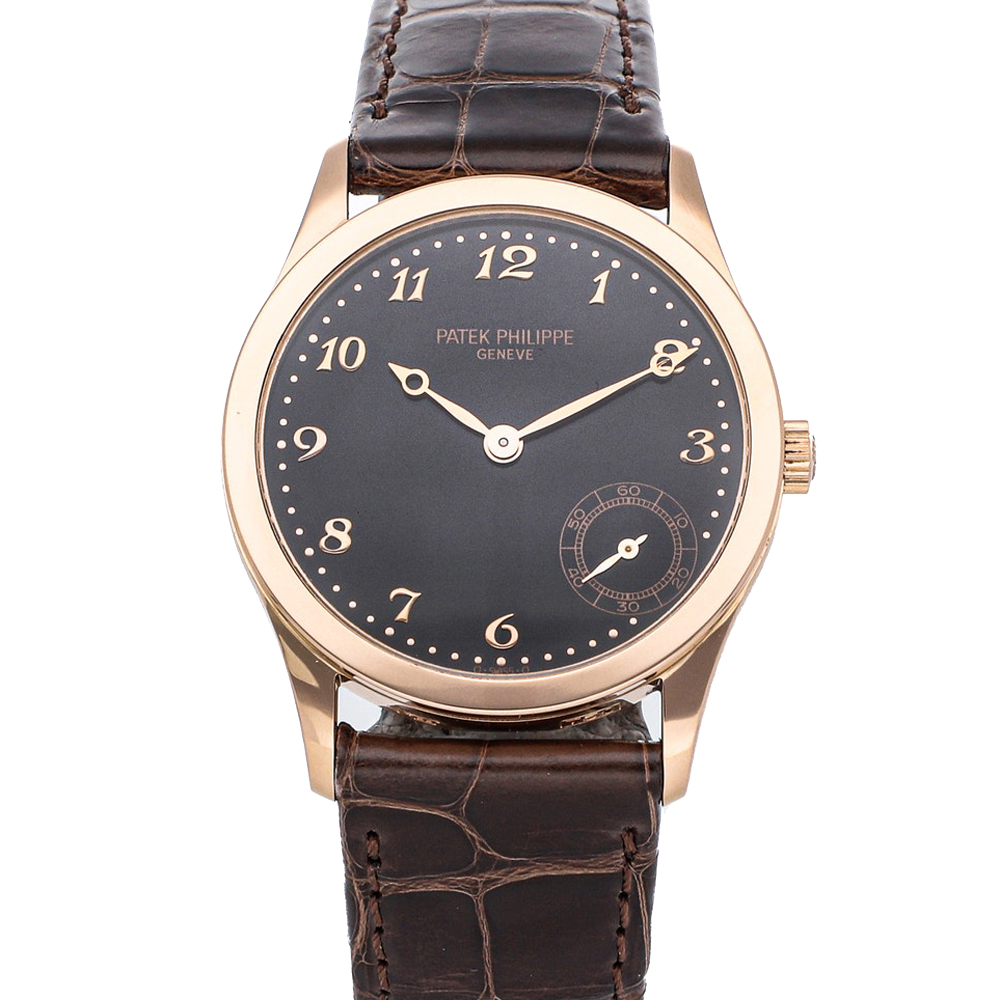 Patek Philippe Black 18K Rose Gold Calatrava 5023R Men's Wristwatch 33 MM
