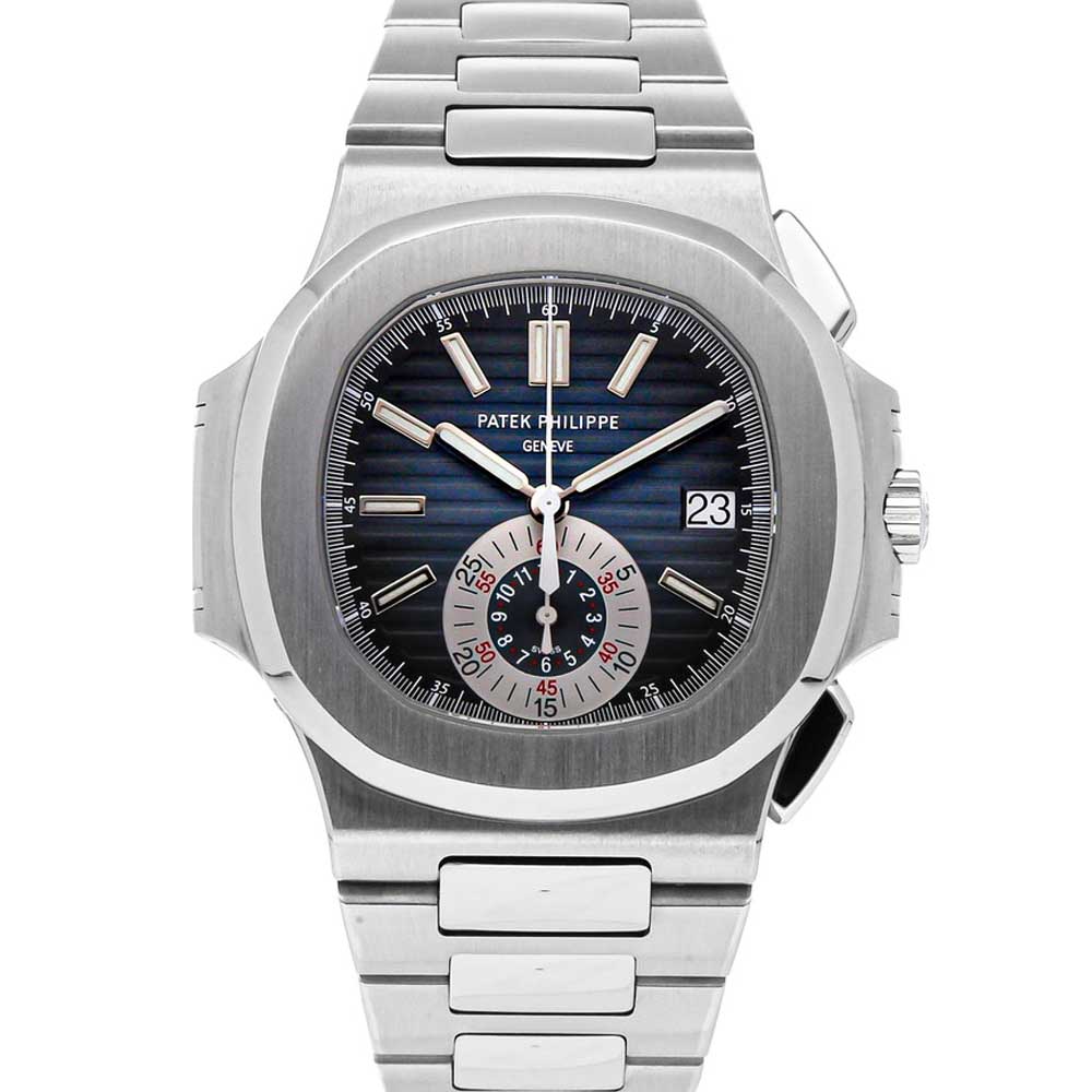 Patek Philippe Blue Stainless Steel Nautilus Chronograph 5980/1A-001 Men's Wristwatch 40 MM