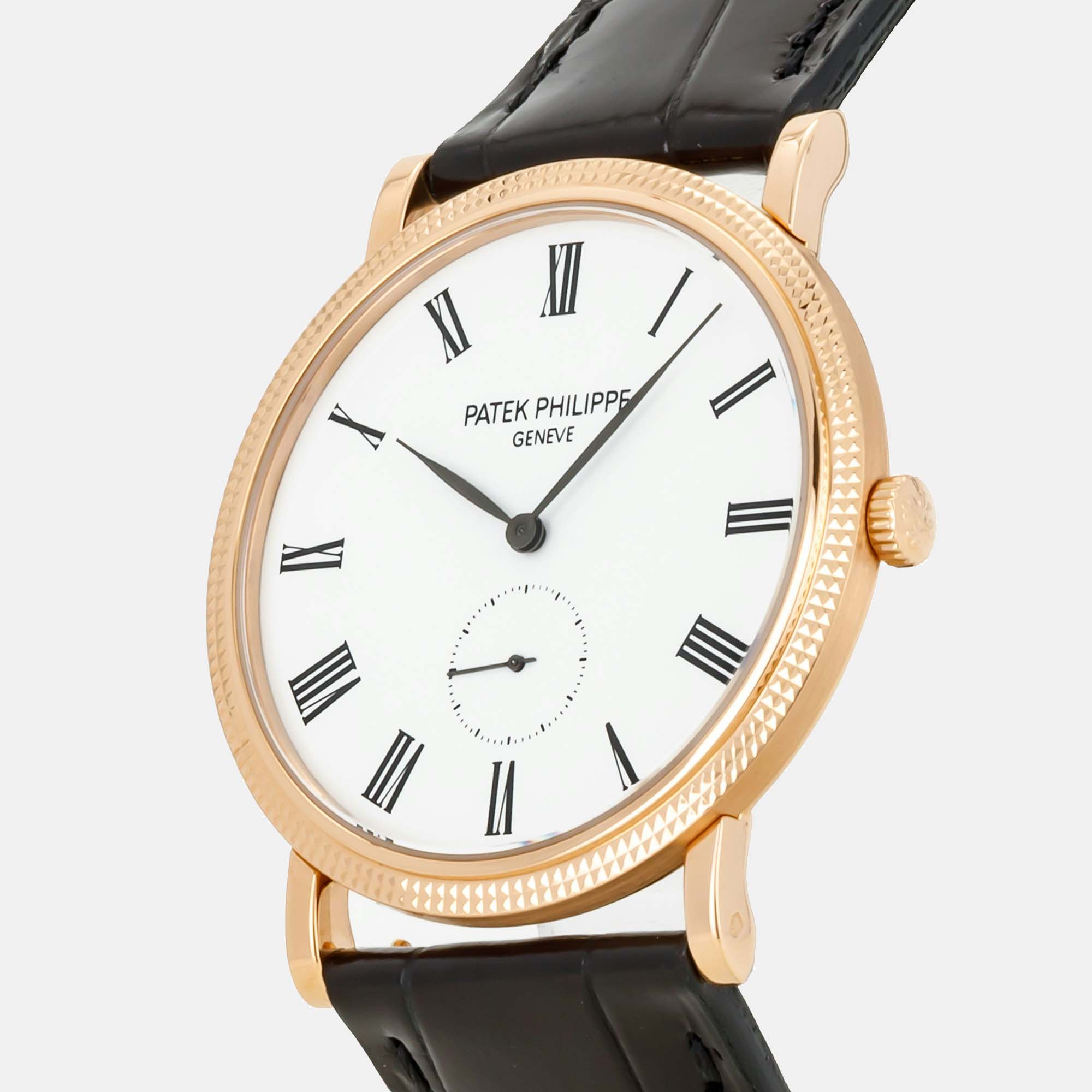 Patek Philippe White 18k Rose Gold Calatrava 5119R-001 Manual Winding Men's Wristwatch 36 Mm