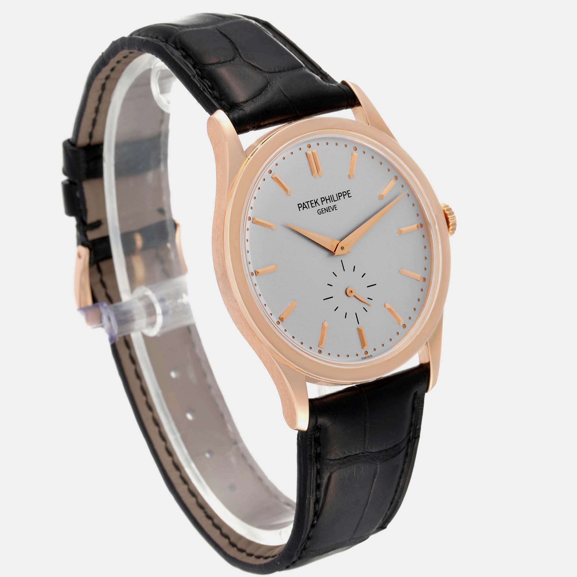 Patek Philippe Silver 18k Rose Gold Calatrava 5196 Manual Winding Men's Wristwatch 37 Mm
