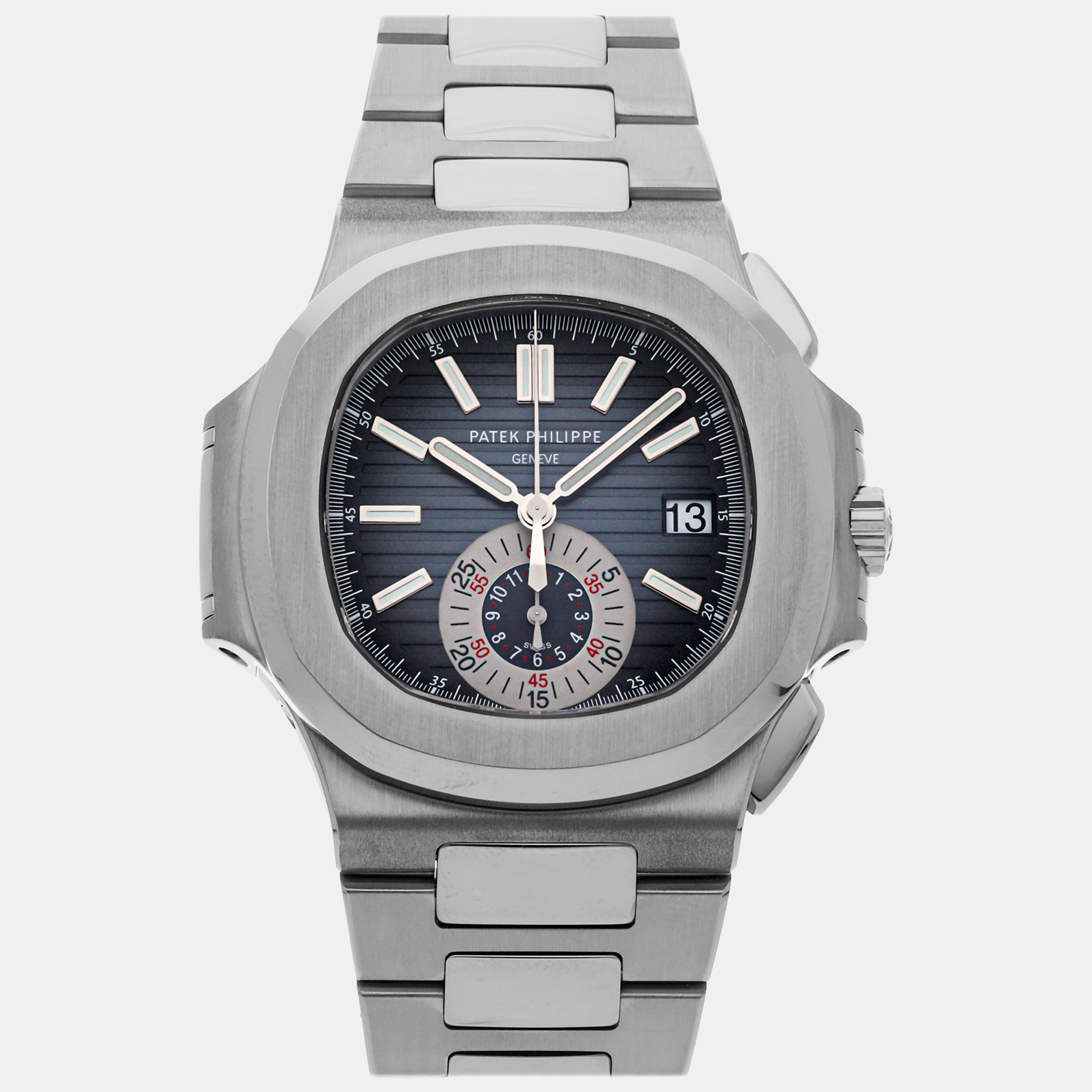 Patek philippe blue stainless steel nautilus 5980/1a-001 automatic men's wristwatch 40 mm