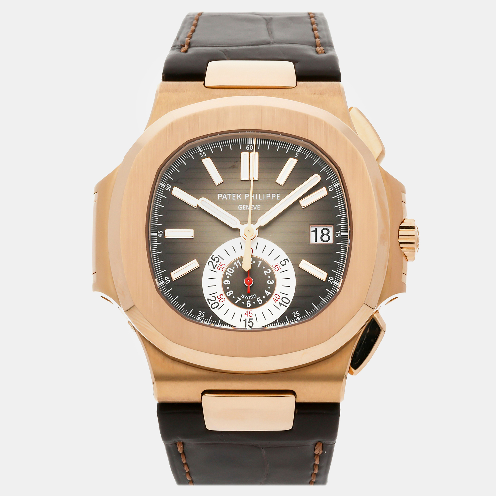 Patek philippe brown 18k rose gold nautilus 5980r-001 automatic men's wristwatch 40 mm