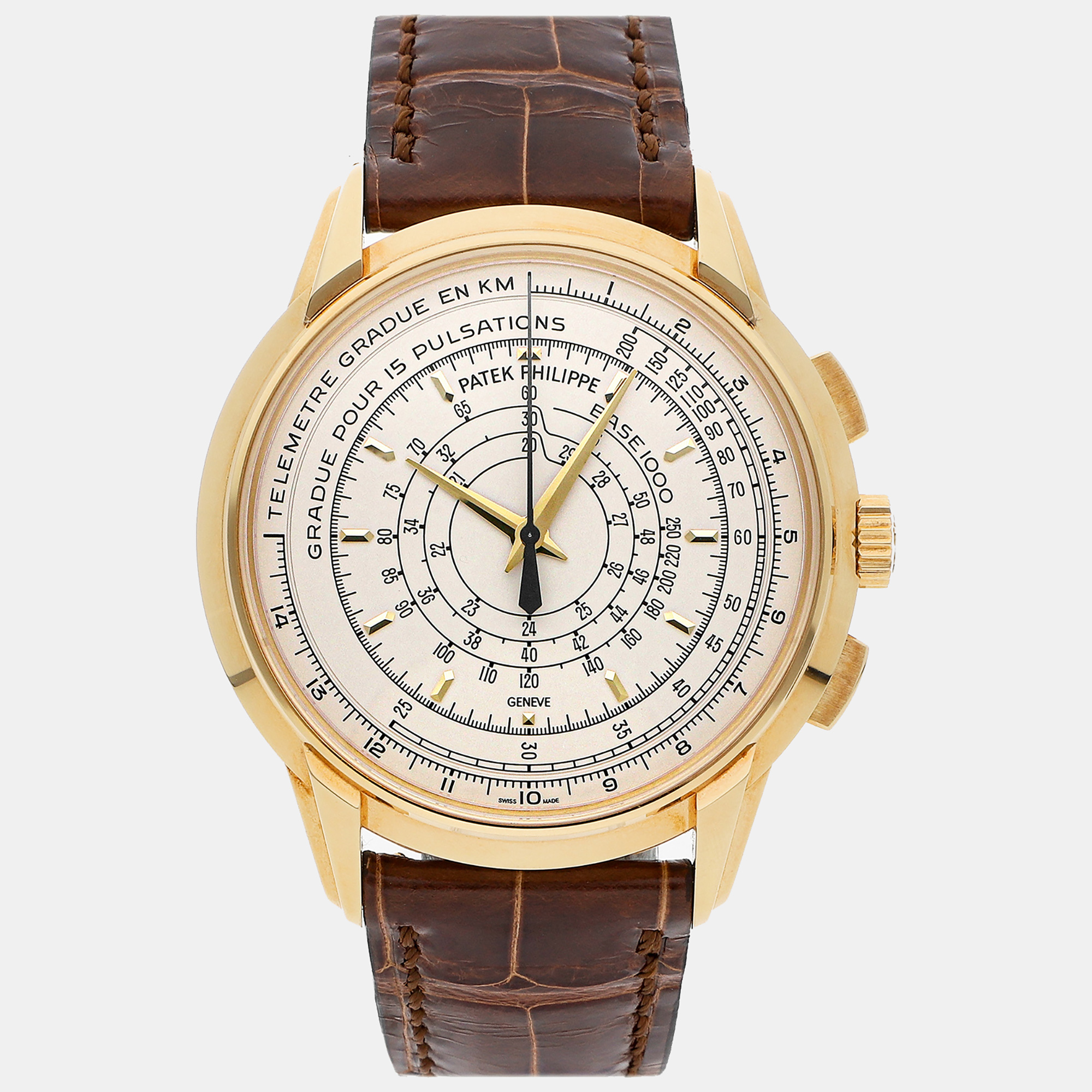 Patek philippe silver 18k yellow gold chronograph 5975j-001 automatic men's wristwatch 40 mm