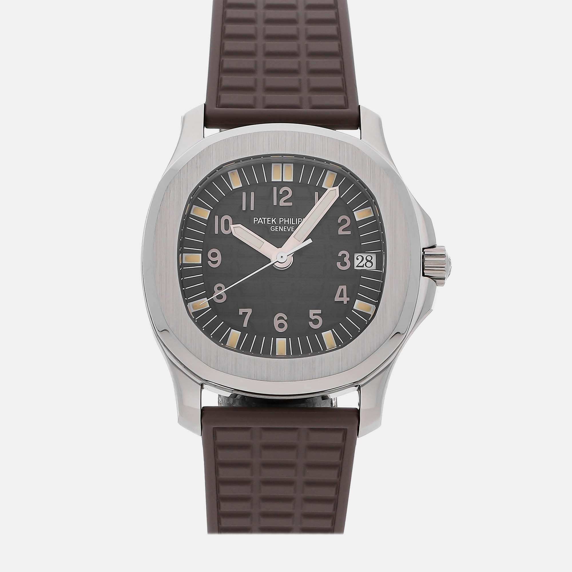 Patek philippe black stainless steel aquanaut 5060a-001 automatic men's wristwatch 35 mm