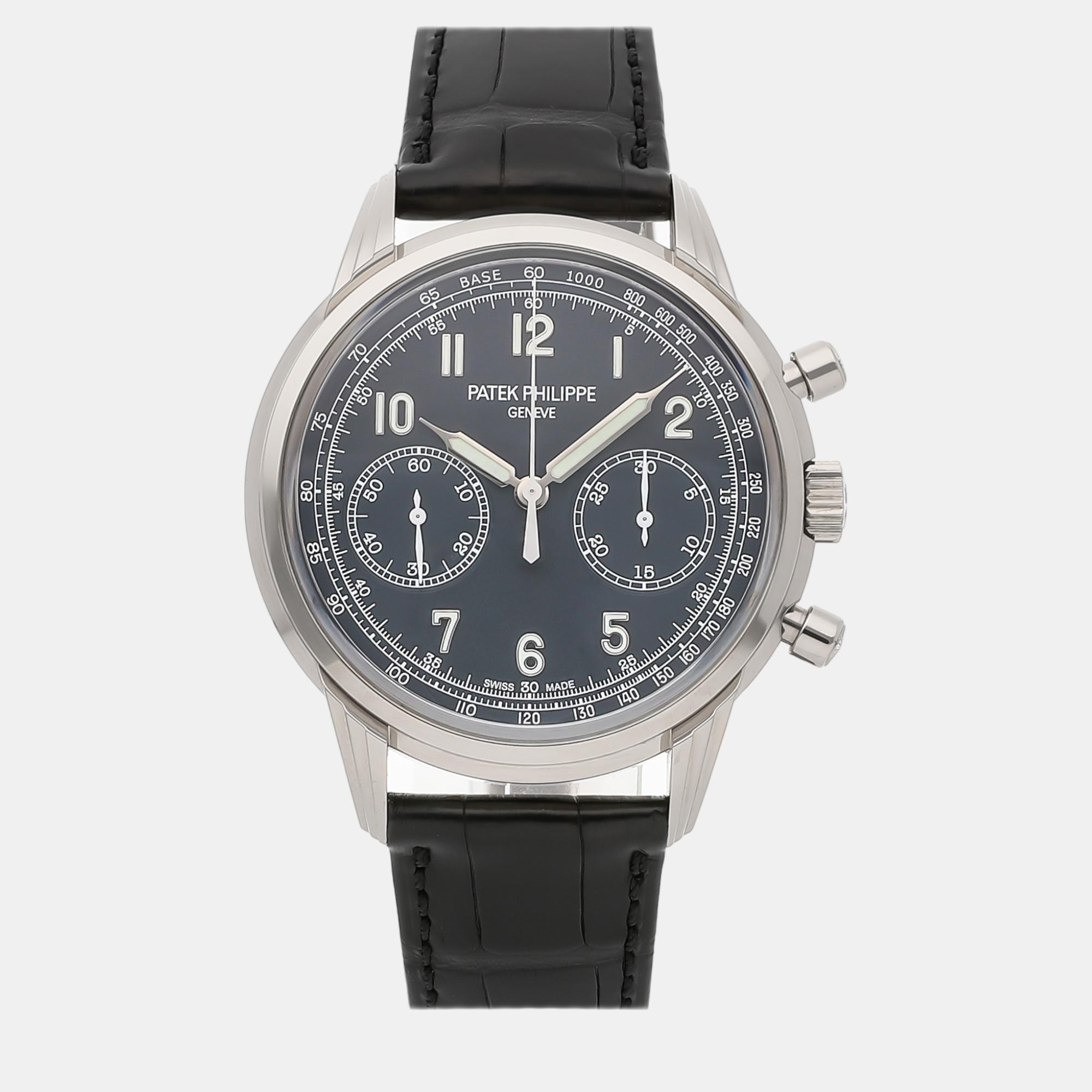 Patek philippe blue 18k white gold complications manual winding  men's wristwatch 41 mm