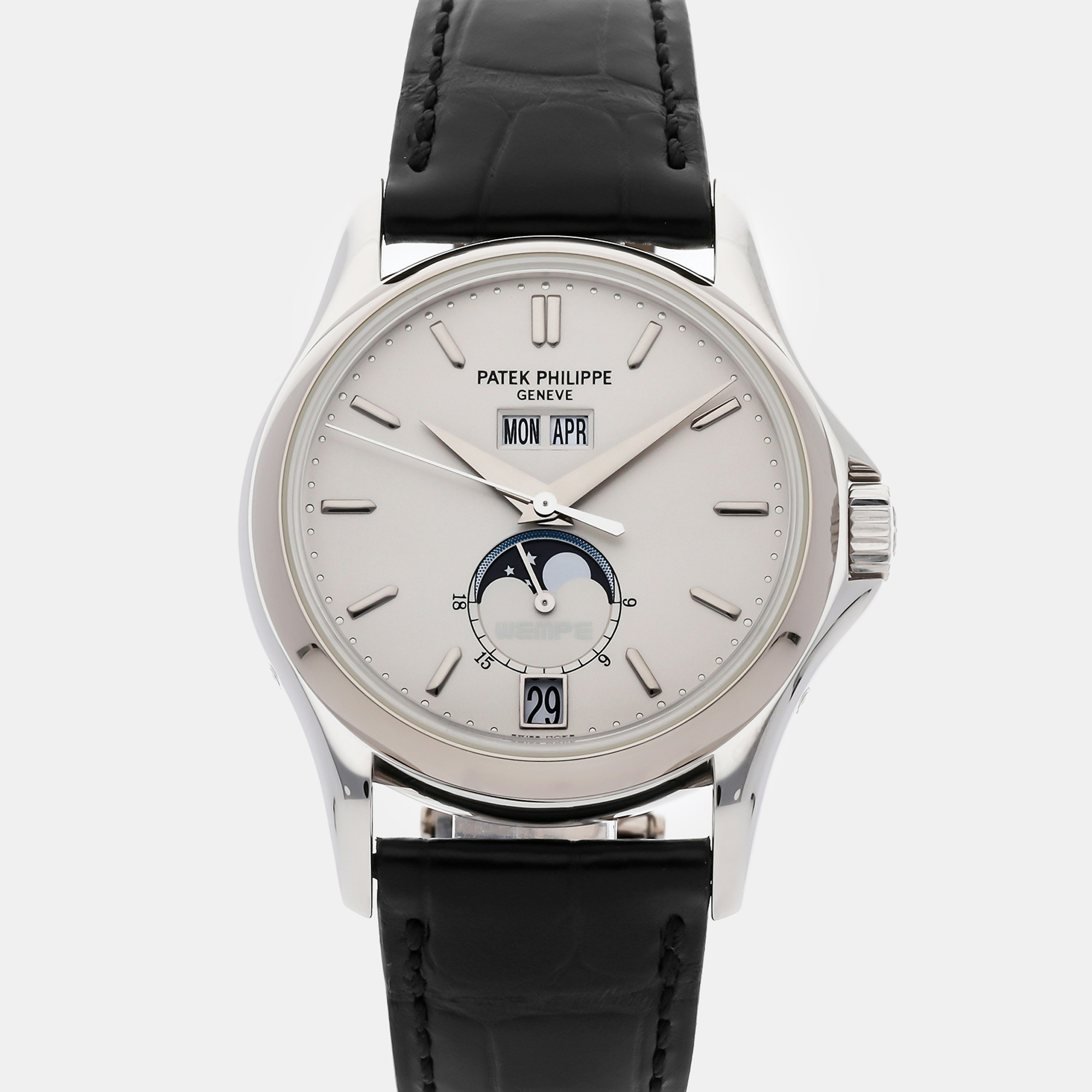 Patek philippe white 18k white gold annual calendar 5125g-010 automatic men's wristwatch 36 mm