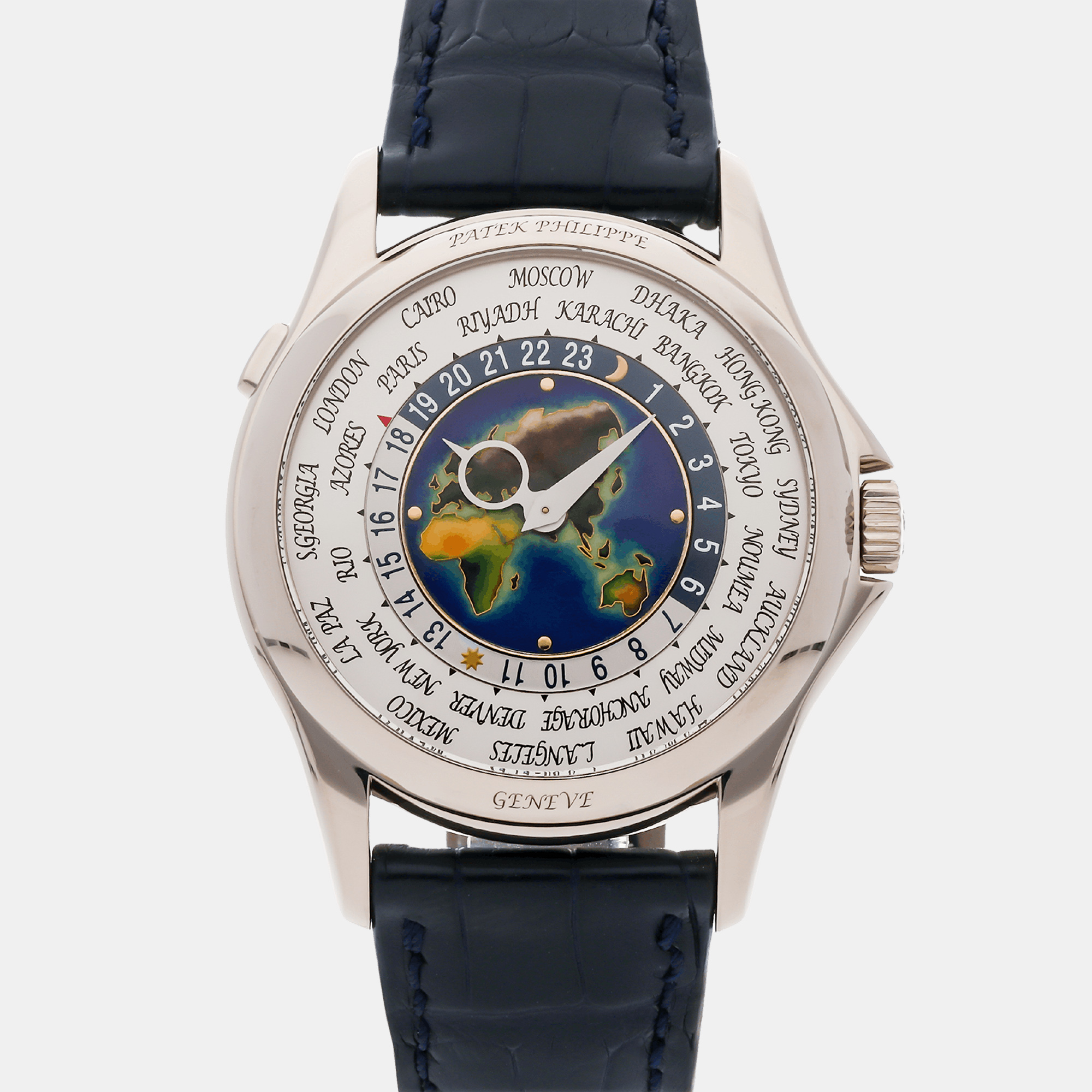 Patek philippe blue 18k white gold complications 5131g-010 automatic men's wristwatch 40 mm