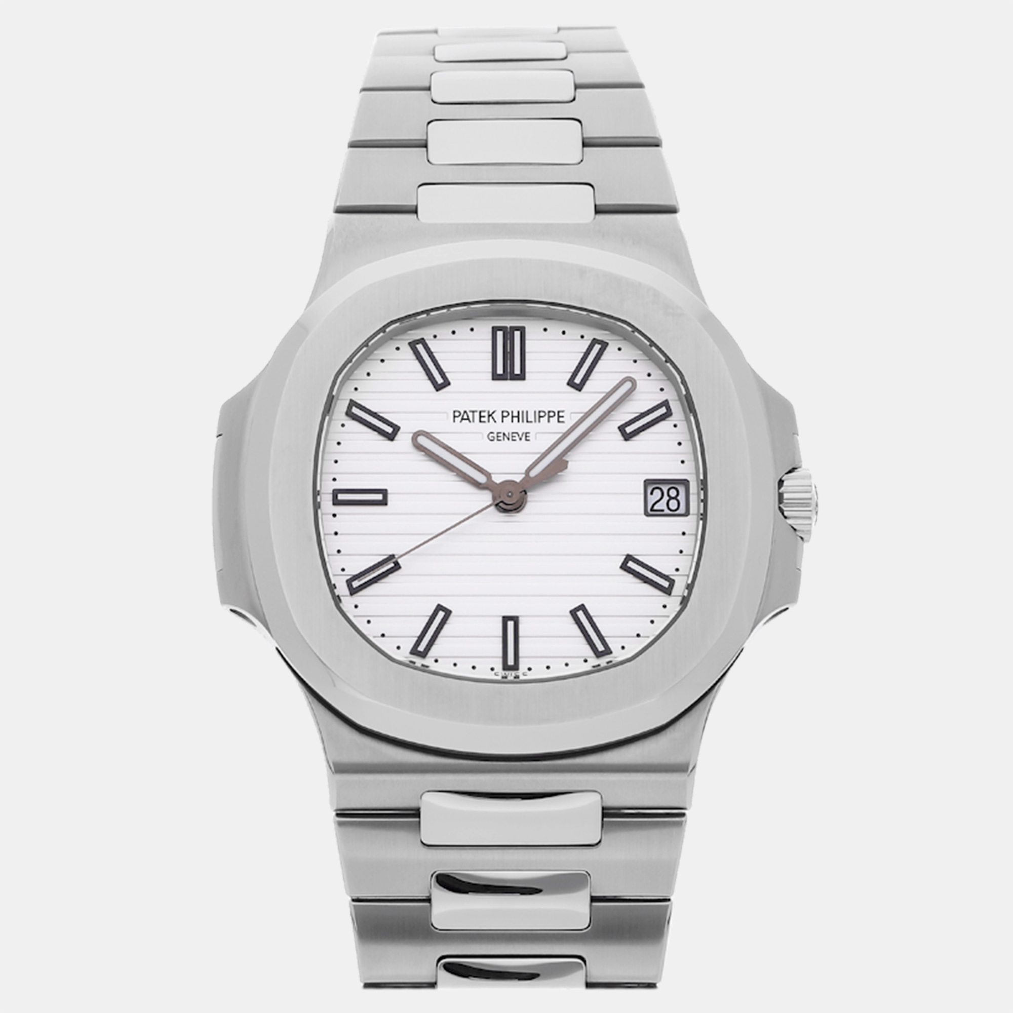 Patek philippe white stainless steel nautilus 5711/1a-011 automatic men's wristwatch 40 mm