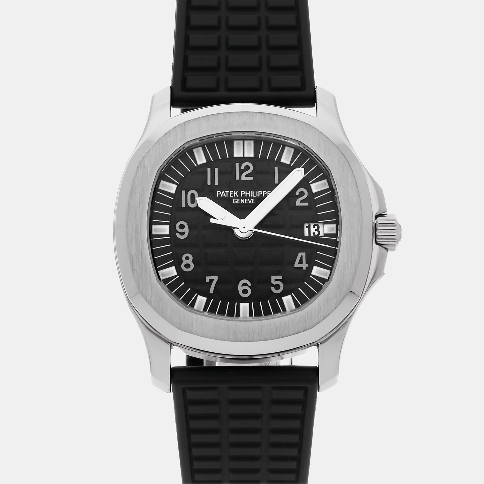 Patek philippe black stainless steel aquanaut 5064a-001 quartz men's wristwatch 35 mm