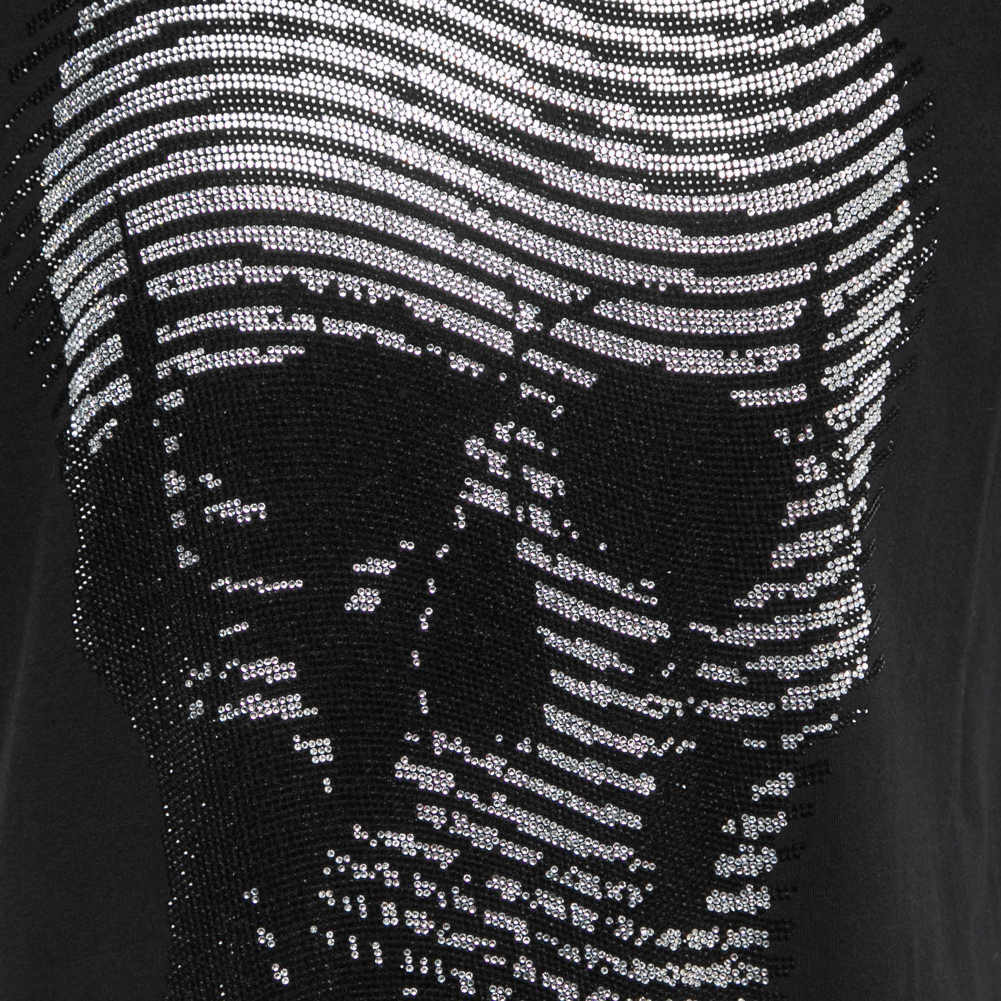 Philipp Plein Homme Black Skull Embellished Cotton Crew Neck T-Shirt XL
