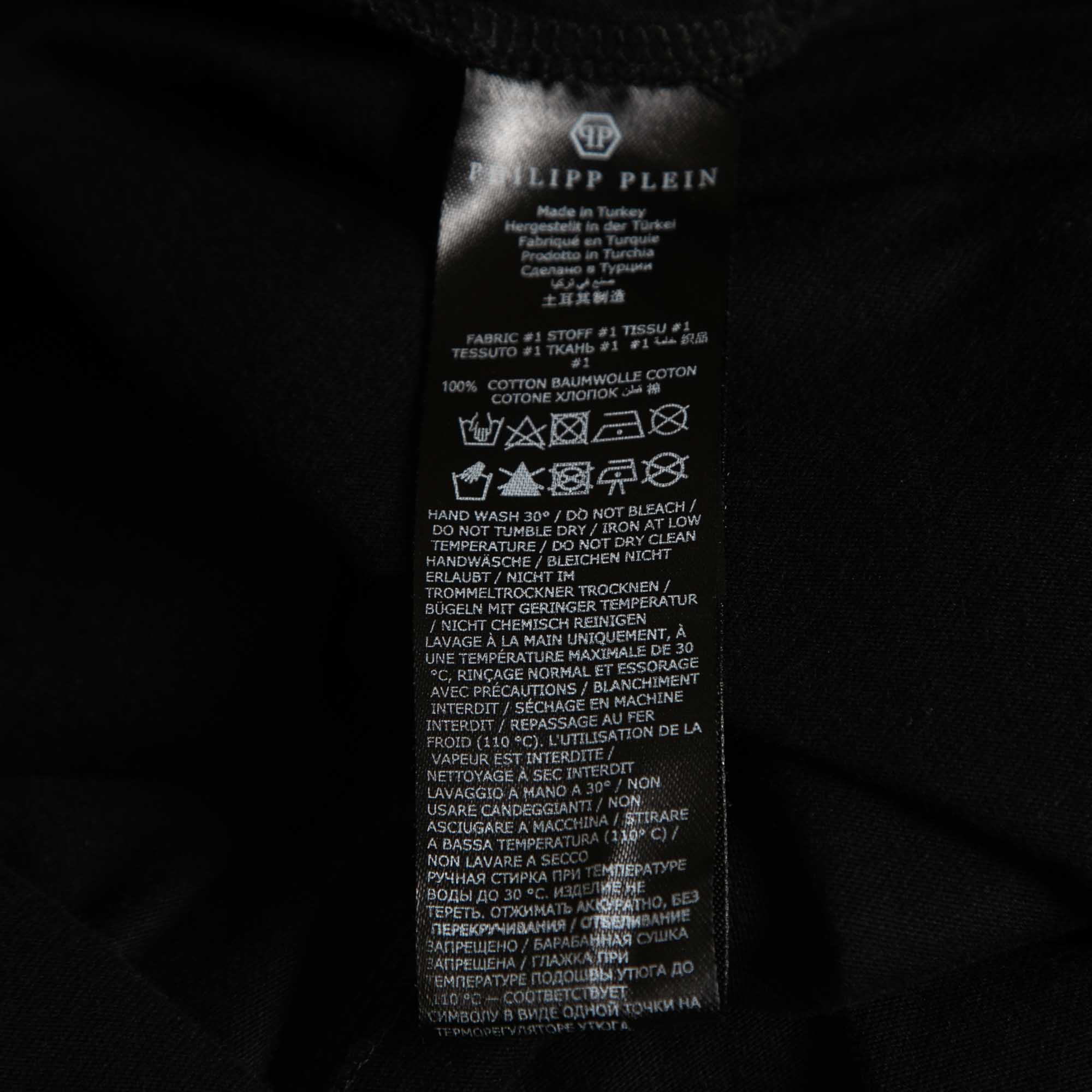 Philipp Plein Homme Black Skull Embellished Cotton Crew Neck T-Shirt XL