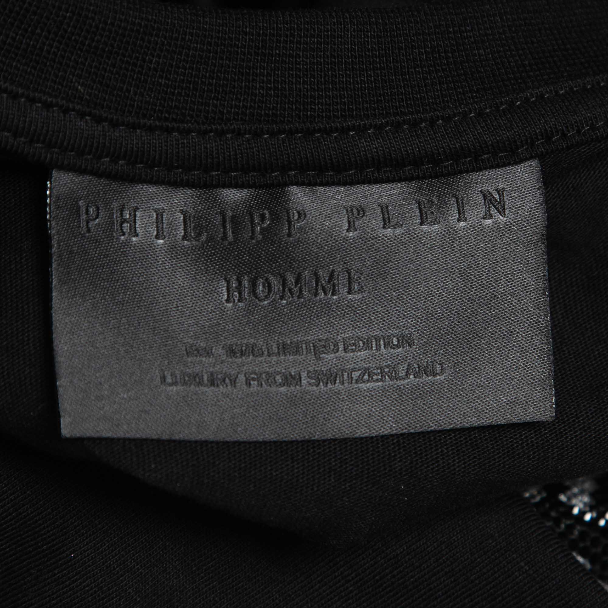Philipp Plein Homme Black Teddy Embellished Cotton Crew Neck T-Shirt L