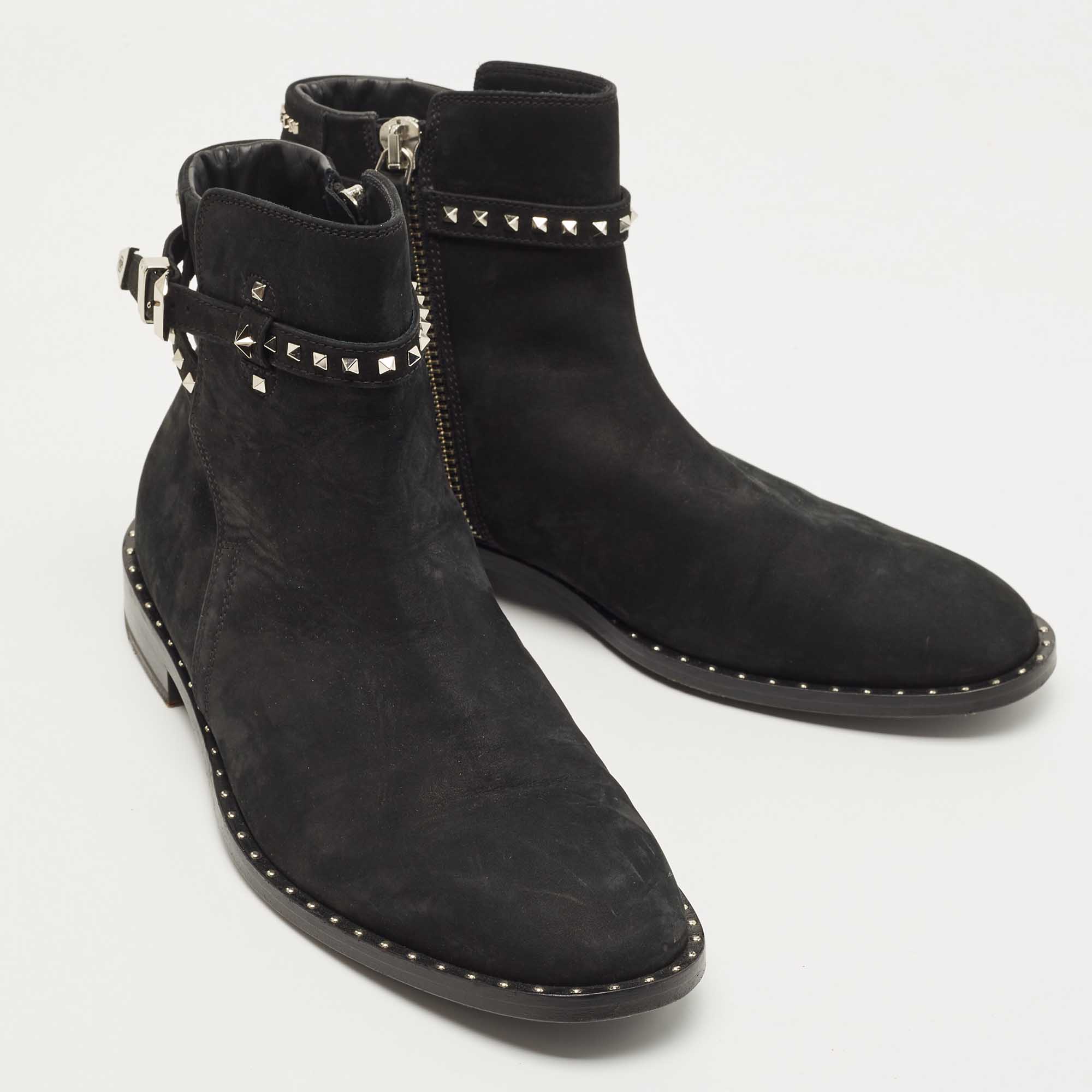 Philipp Plein Black Suede Studded Boots Size 42