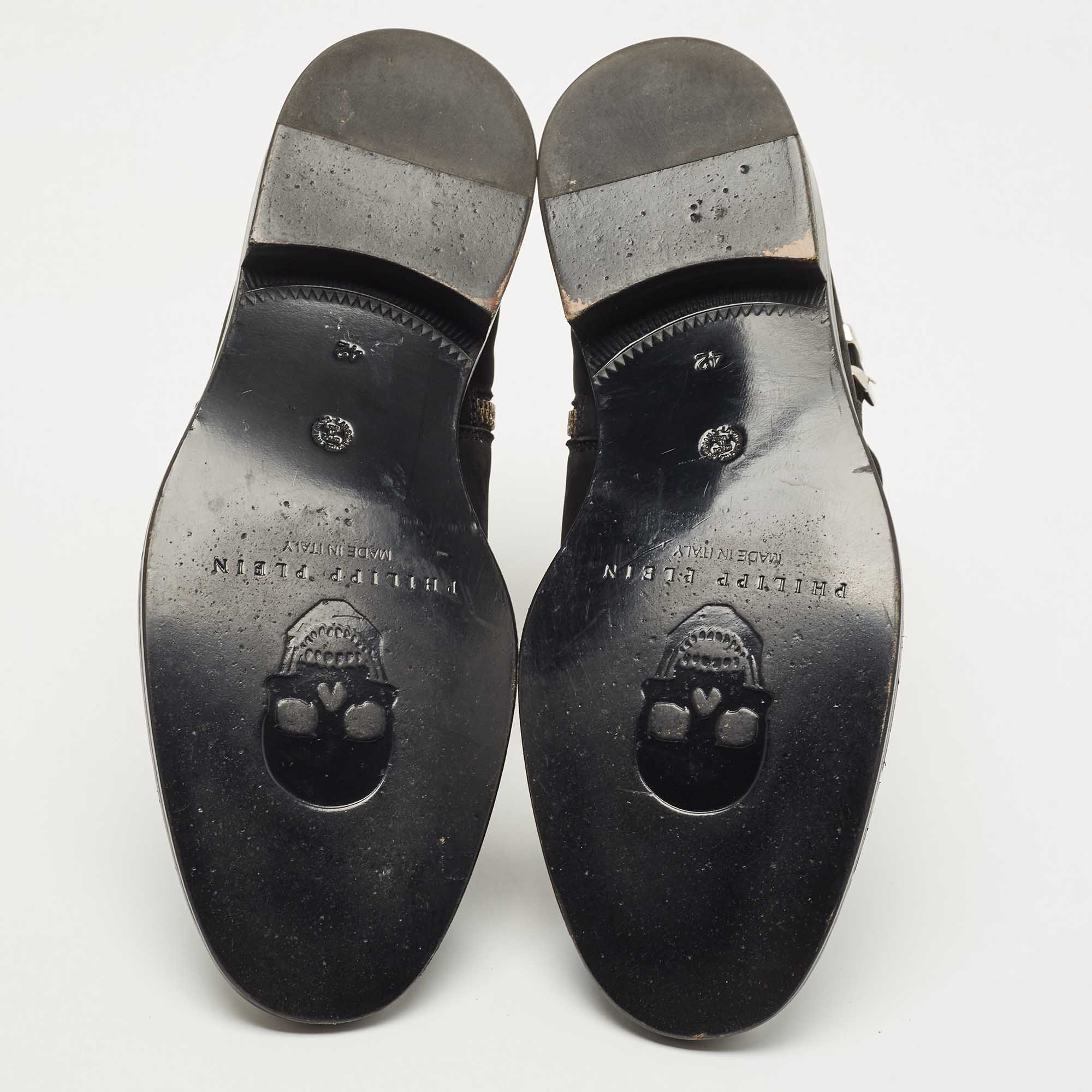 Philipp Plein Black Suede Studded Boots Size 42