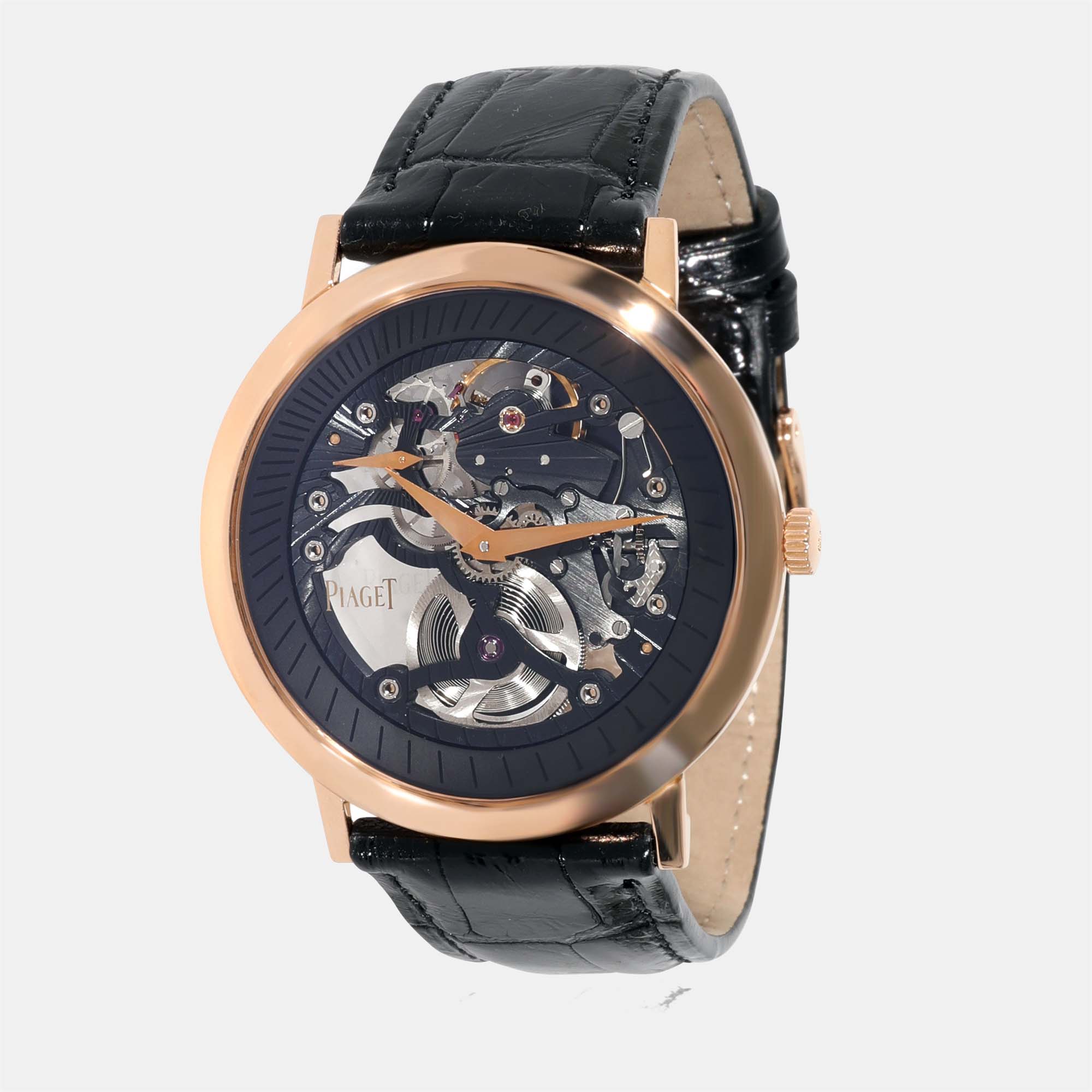 Piaget Black 18K Rose Gold Altiplano GOA34116 P10524 Automatic Men's Wristwatch 40 Mm