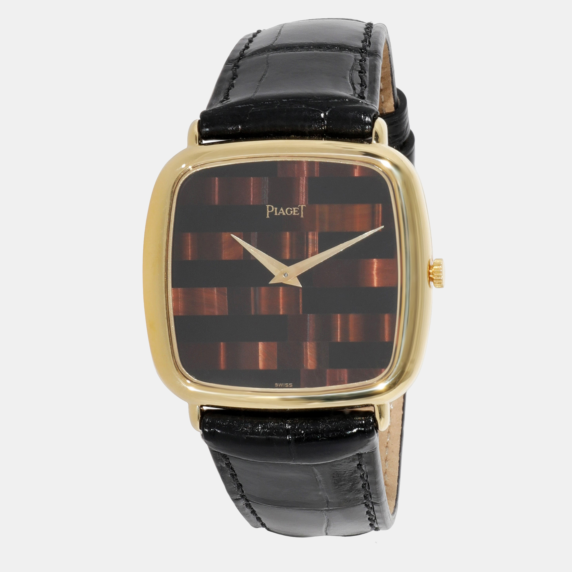 Piaget Brown 18K Yellow Gold Classique 97722 Men's Wristwatch 32 Mm