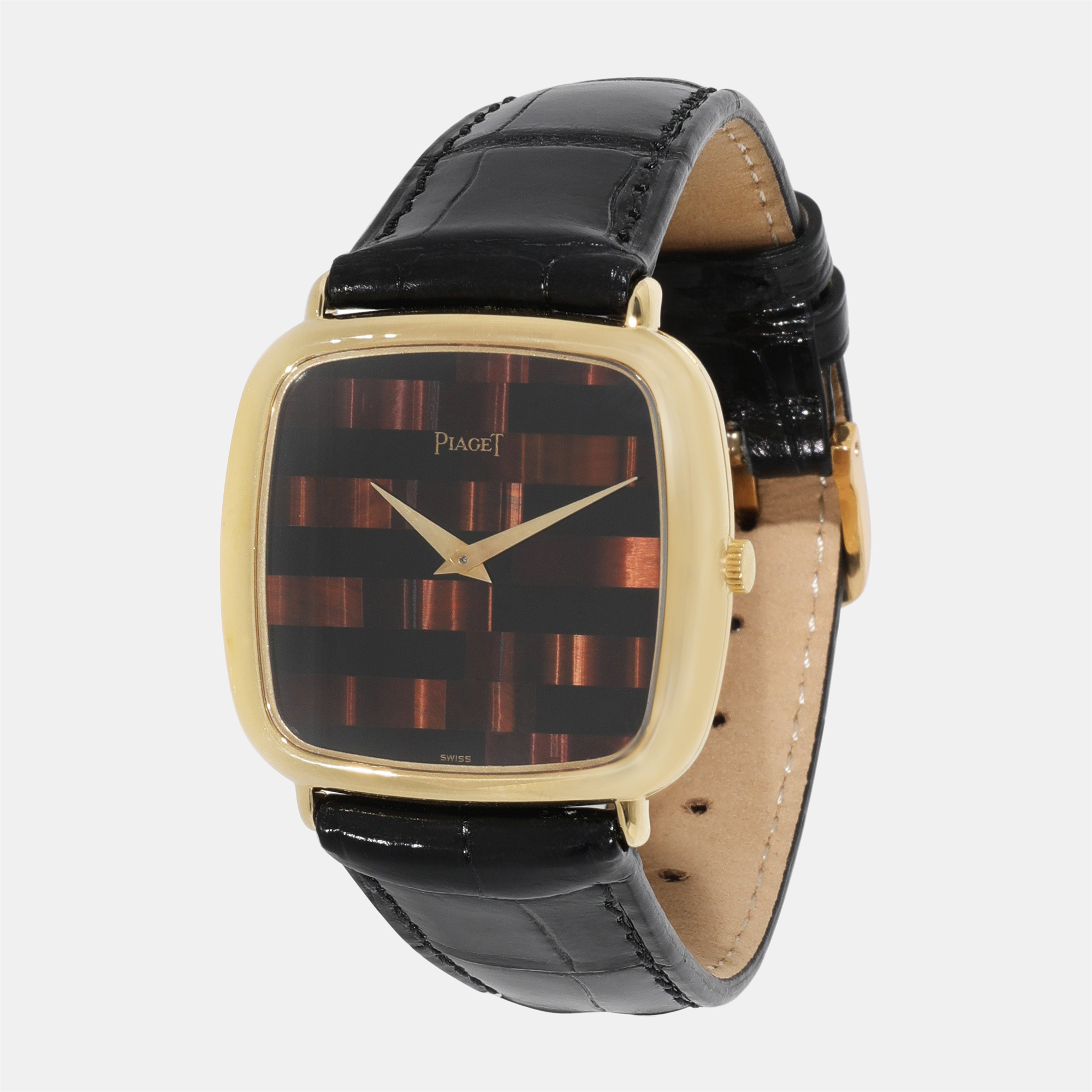 Piaget Brown 18K Yellow Gold Classique 97722 Men's Wristwatch 32 Mm
