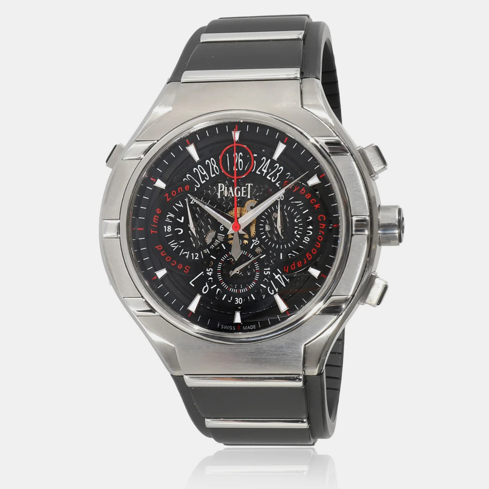 Piaget black stainless steel titanium polo fortyfive goa34002 automatic men's wristwatch 45 mm