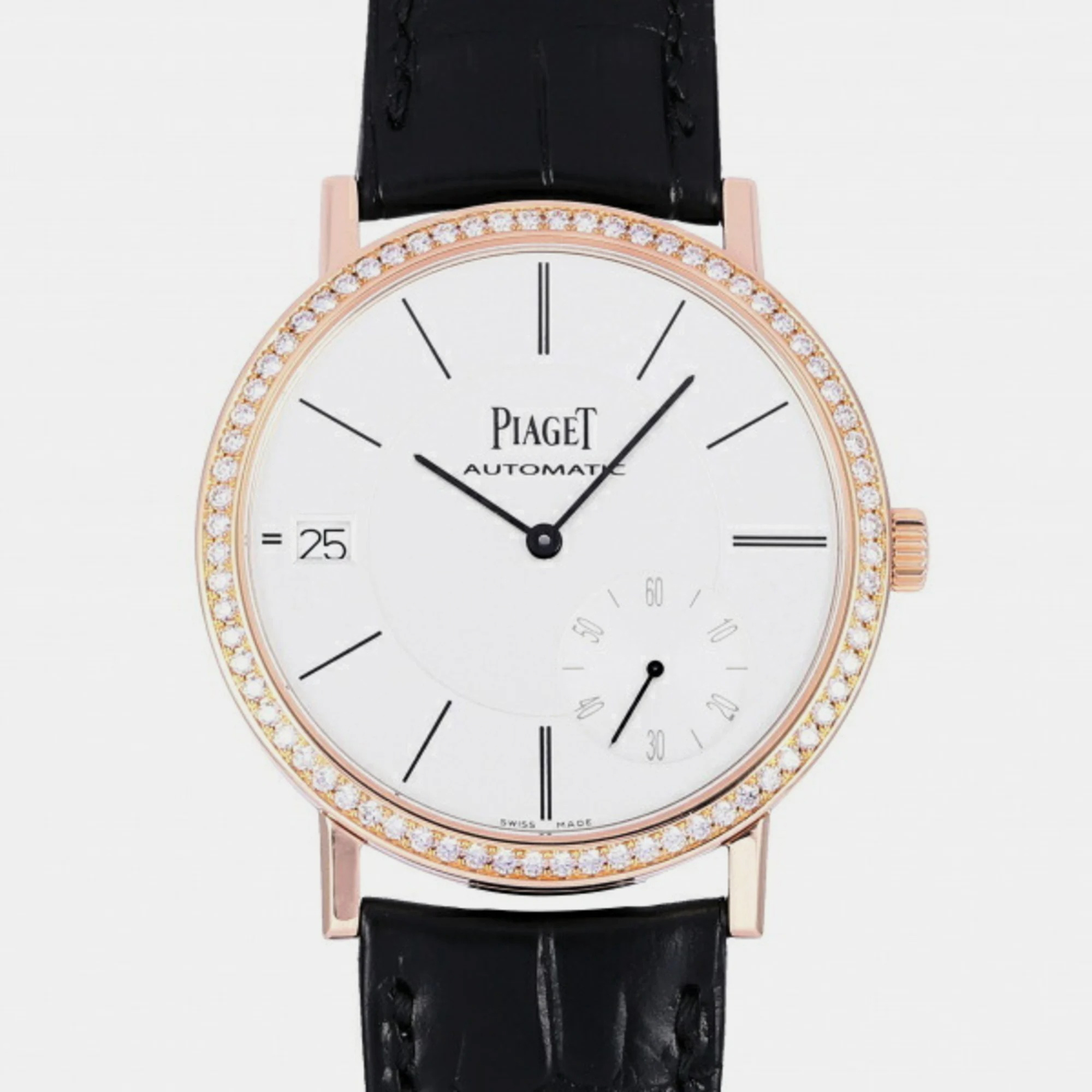 Piaget white 18k rose gold altiplano g0a38139 automatic men's wristwatch 40 mm