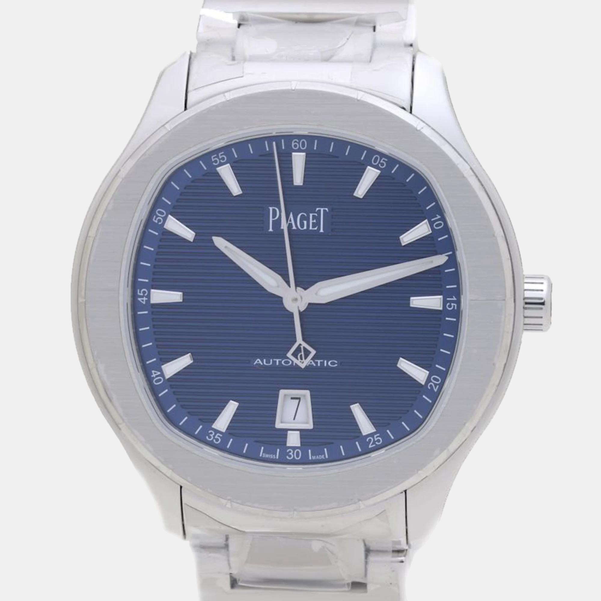 Piaget blue stainless steel polo s g0a41002 automatic men's wristwatch 42 mm
