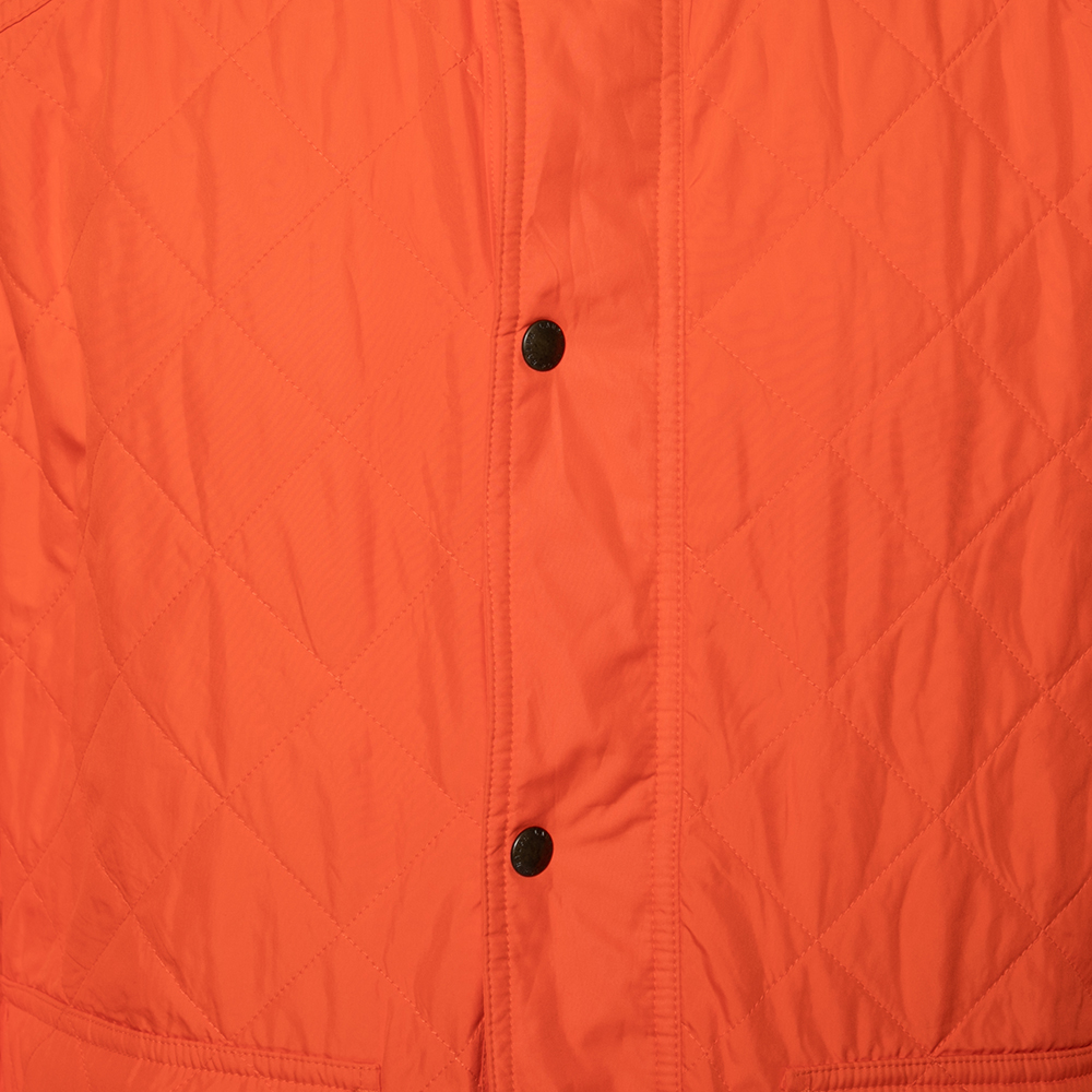 Polo Ralph Lauren Orange Synthetic Quilted Cadwell Bomber Jacket XL
