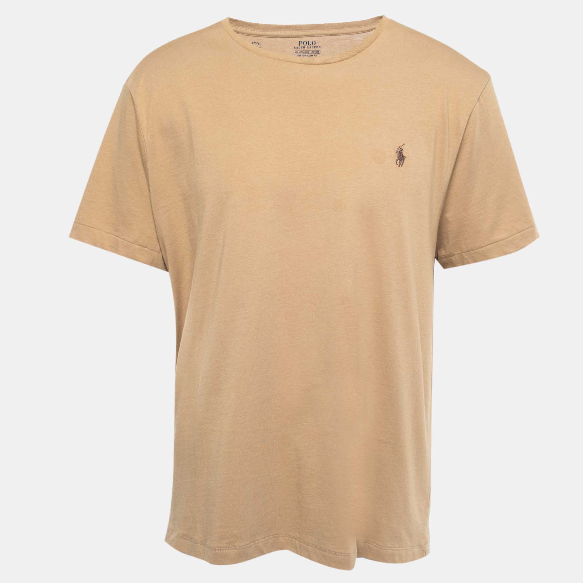 Polo Ralph Lauren Light Brown Cotton Custom Slim Fit T-Shirt XXL