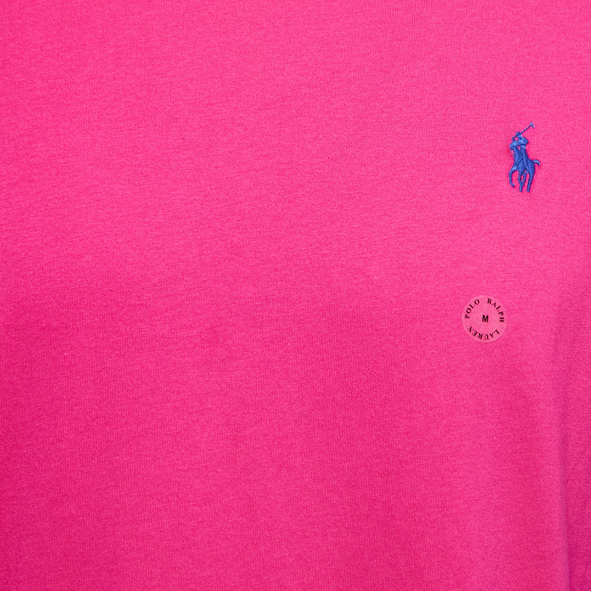 Polo Ralph Lauren Pink/Blue Cotton Crew Neck Full Sleeve T-Shirt M