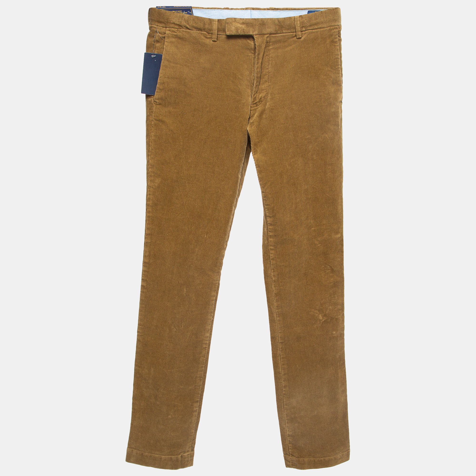 Polo Ralph Lauren Brown Corduroy Stretch Slim Fit Trousers L Waist 31
