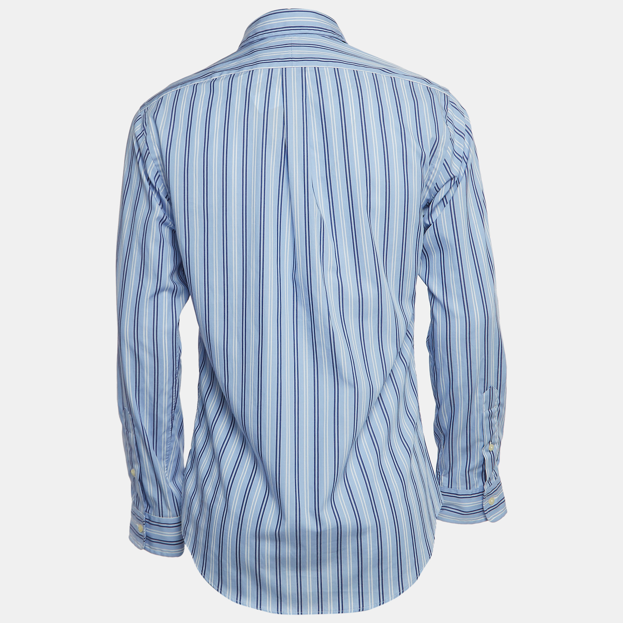 Polo Ralph Lauren Blue Stripe Cotton Slim Fit Button Down Shirt M