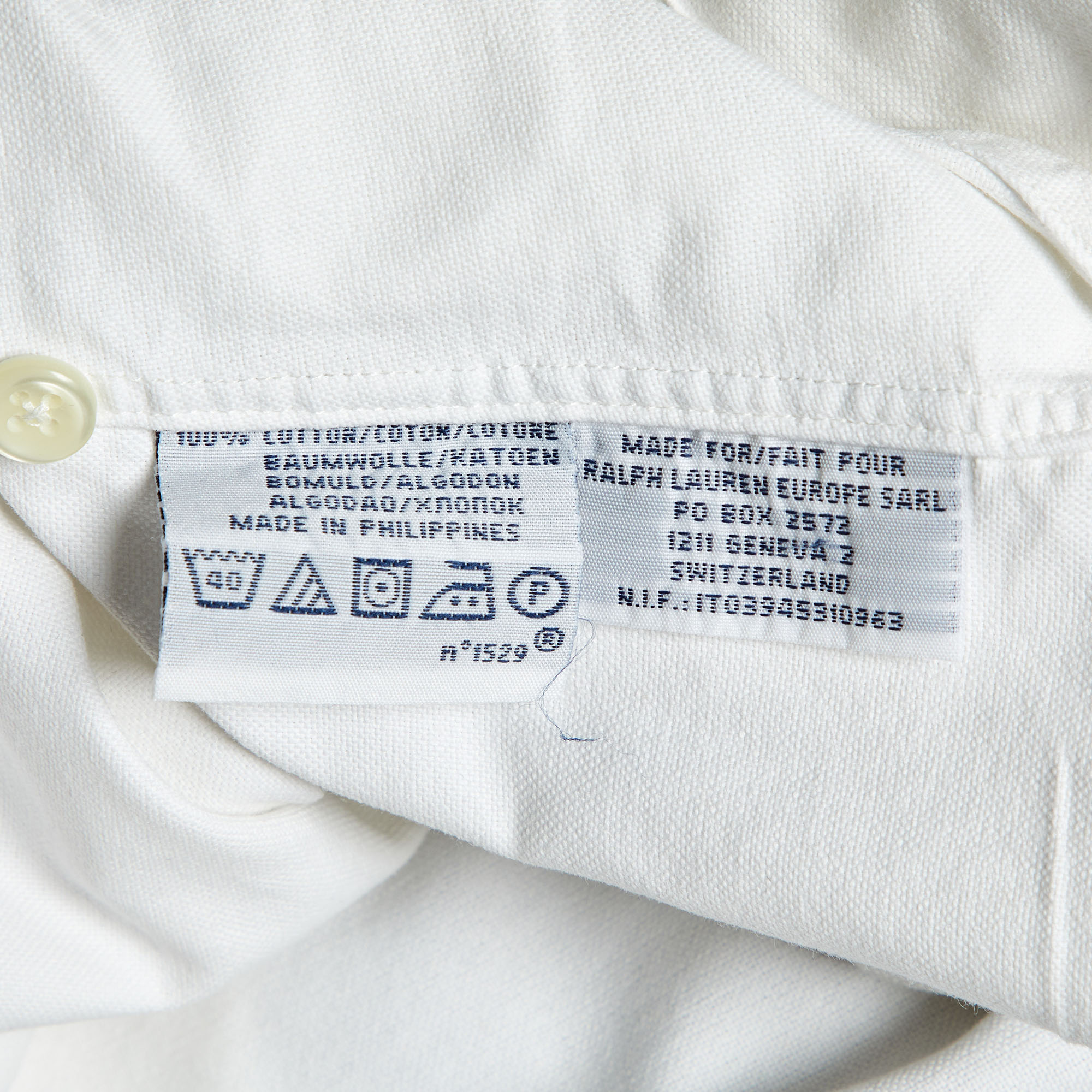 Polo Ralph Lauren White Cotton Custom Fit Button Down Shirt M