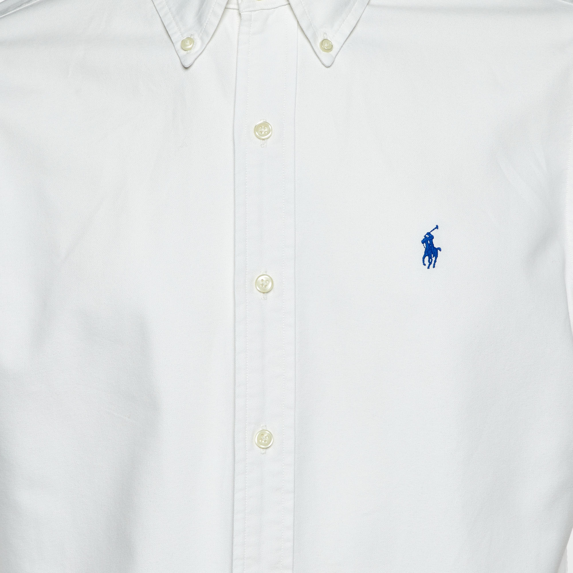 Polo Ralph Lauren White Cotton Custom Fit Button Down Shirt M