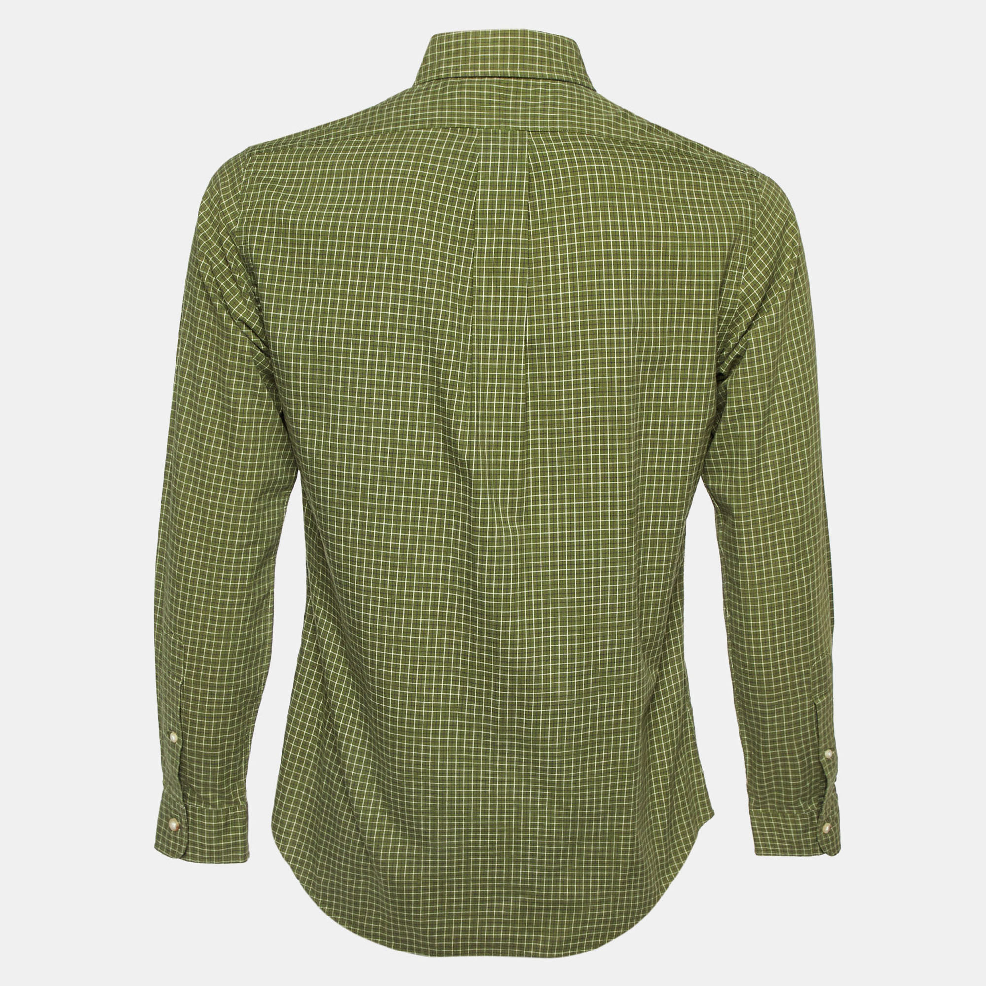 Polo Ralph Lauren Green Checked Cotton Custom Fit Button Down Shirt S