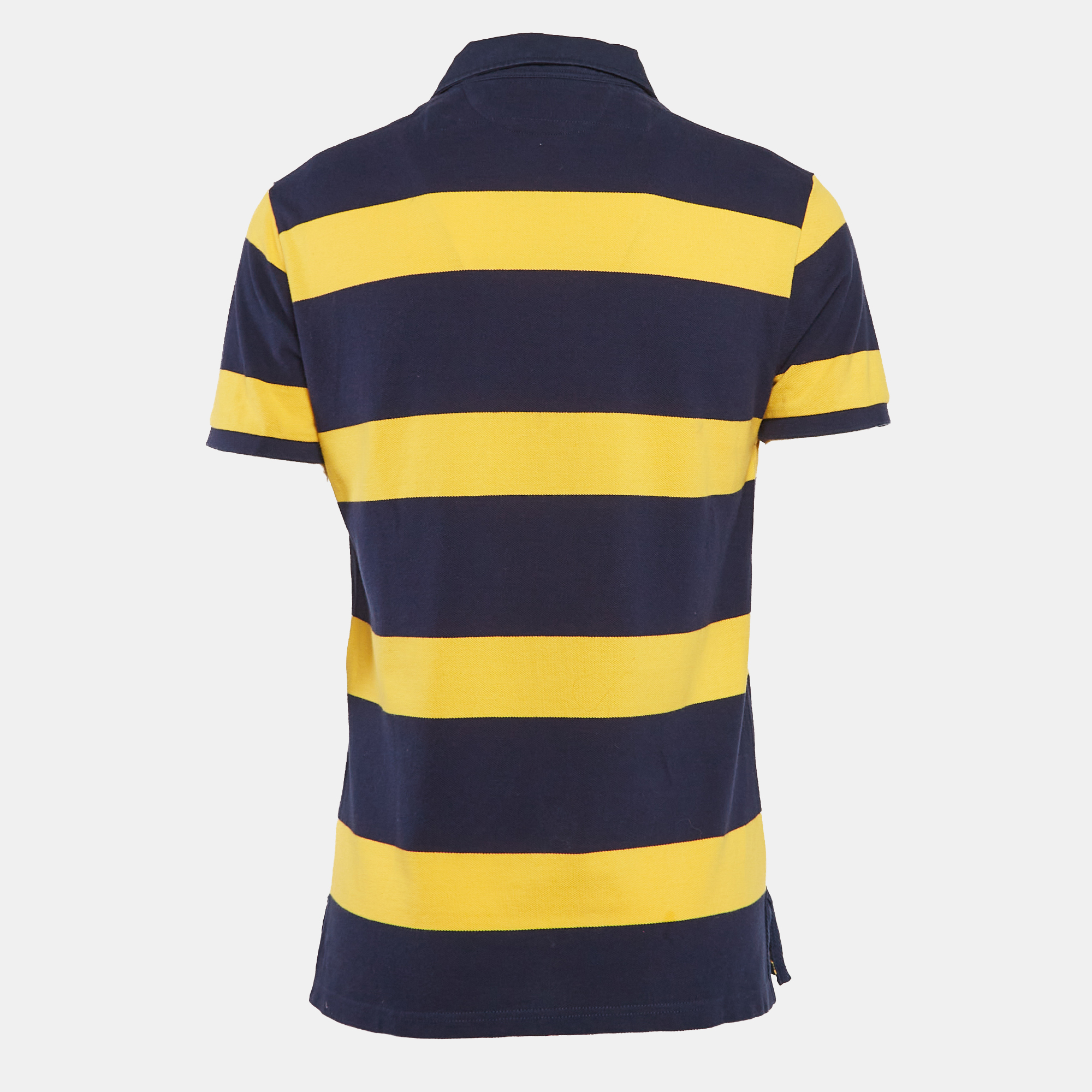 Polo Ralph Lauren Blue/Yellow Striped Pique Cotton Polo T-Shirt M