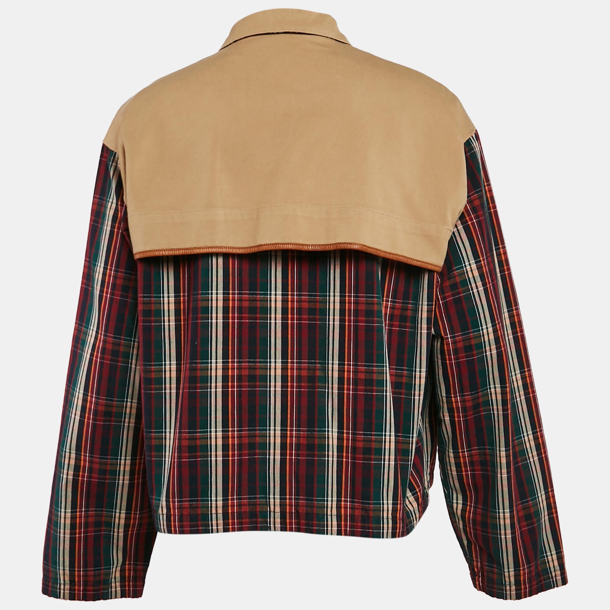 Polo Ralph Lauren Beige/Red Tartan Checks Cotton Zip-Up Jacket L