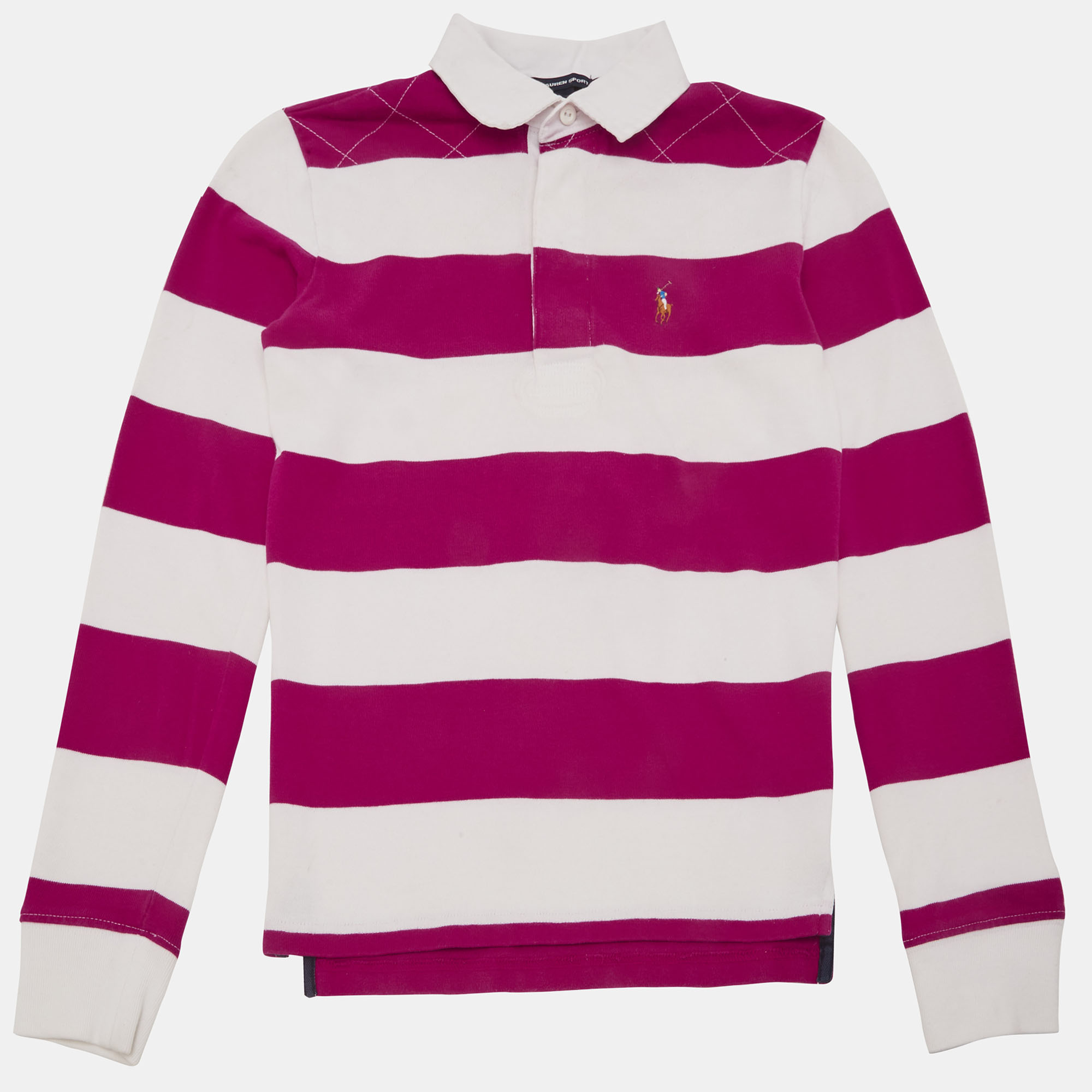 Ralph Lauren Sport Pink/White Striped Jersey Long Sleeve Polo T-Shirt S - Polo Ralph Lauren - Modalova
