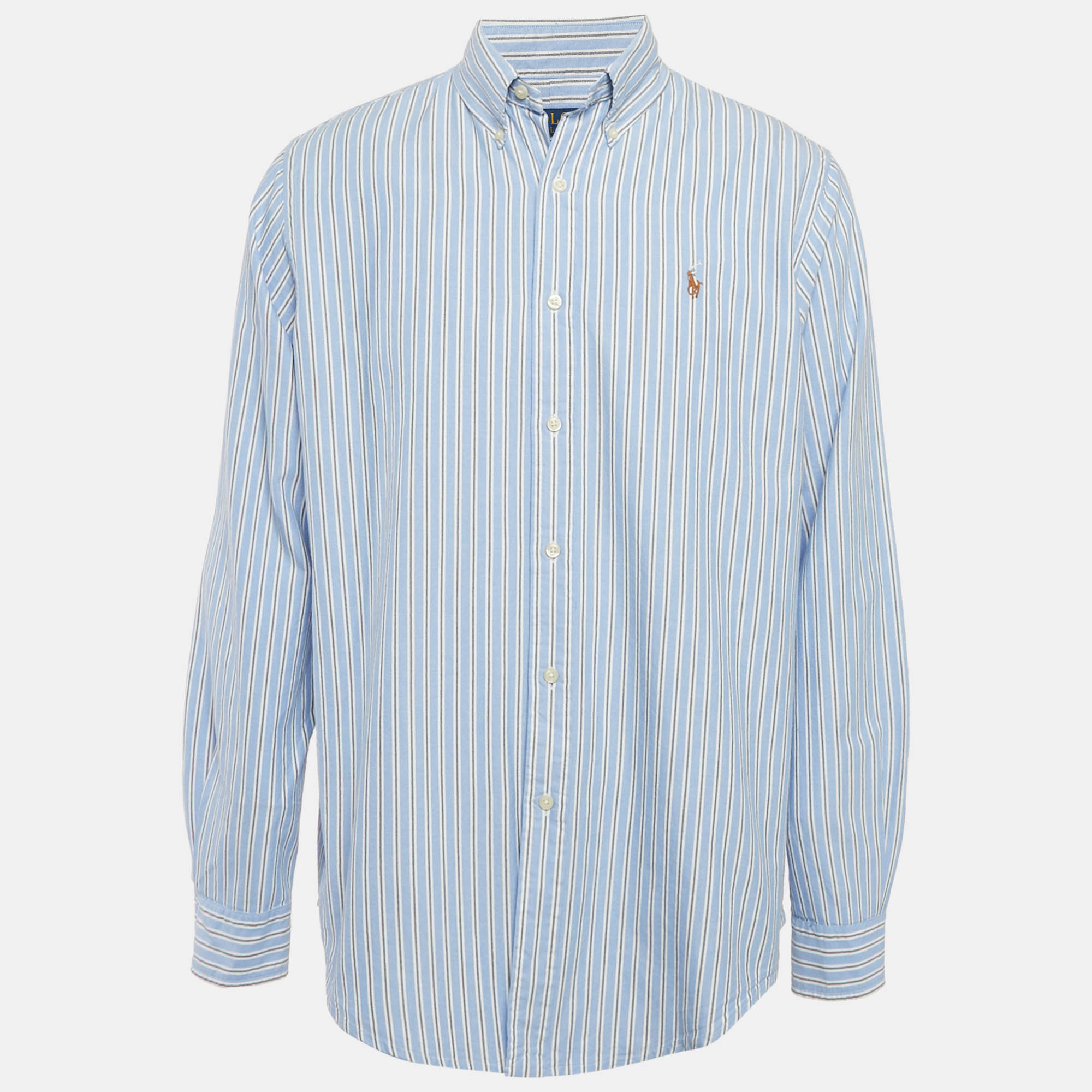 Polo Ralph Lauren Blue Striped Cotton Classic Fit Shirt L - Polo Ralph Lauren - Modalova