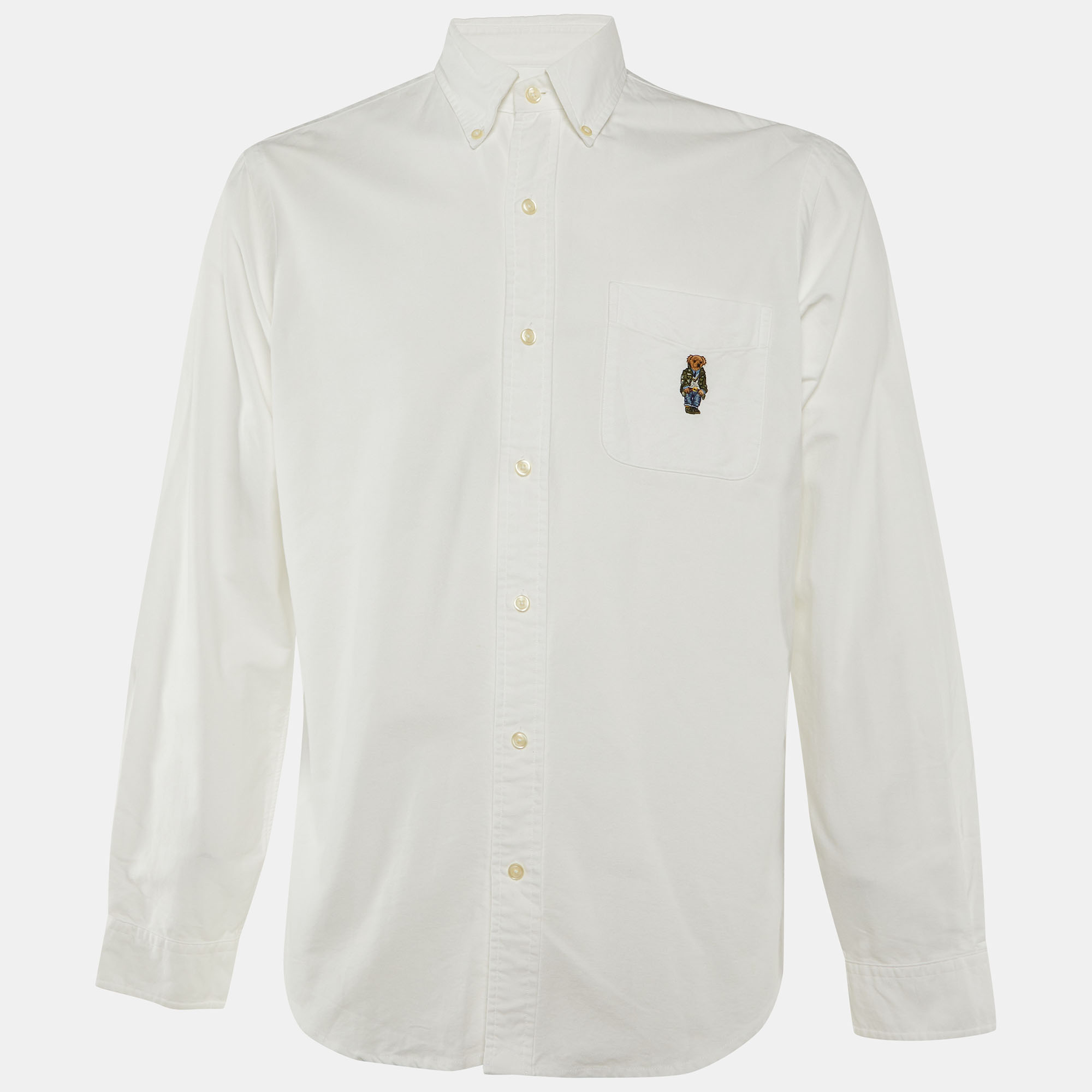 Polo Ralph Lauren White Cotton Logo Embroidered Cotton Button Front Shirt L - Polo Ralph Lauren - Modalova