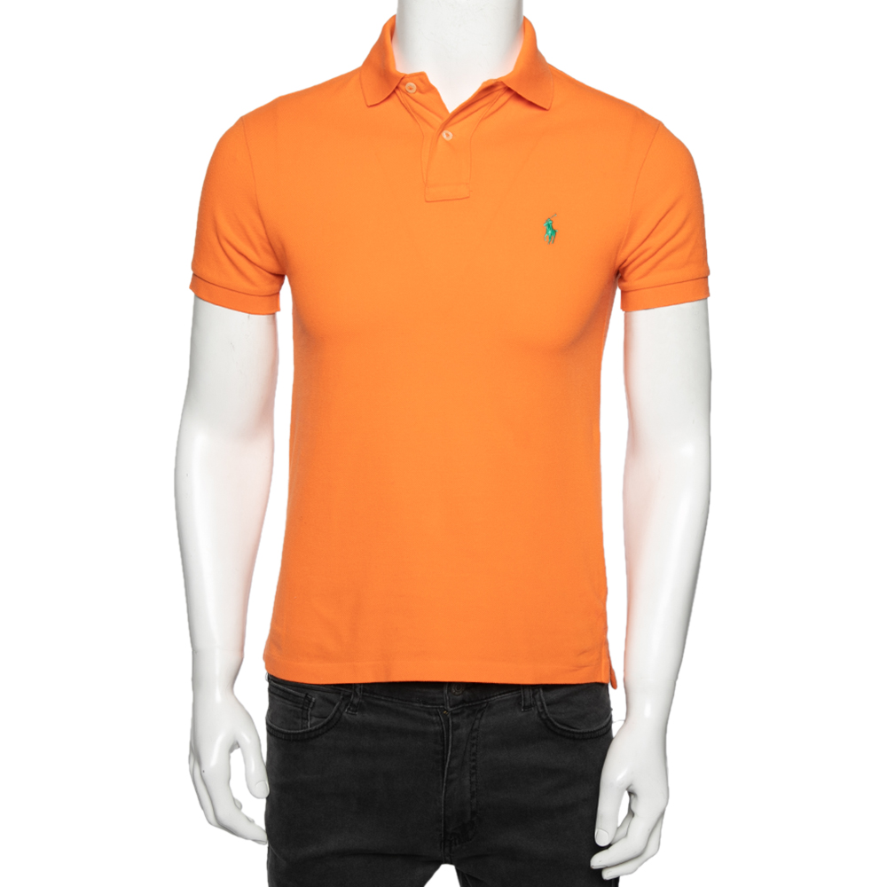 Polo Ralph Lauren Orange Cotton Piqué Polo T-Shirt S