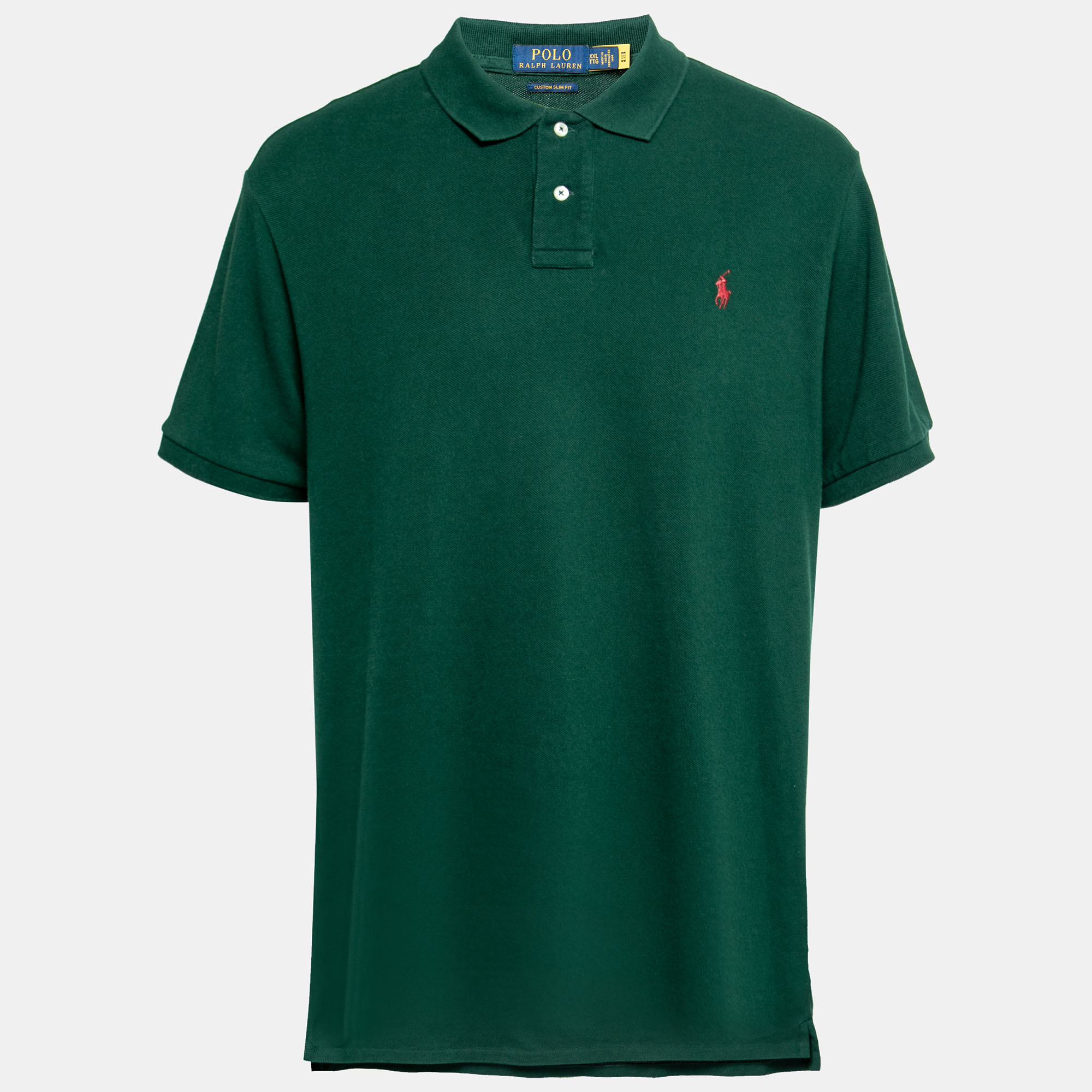 

Polo Ralph Lauren Dark Green Cotton Pique Custom Slim Fit Polo T-Shirt