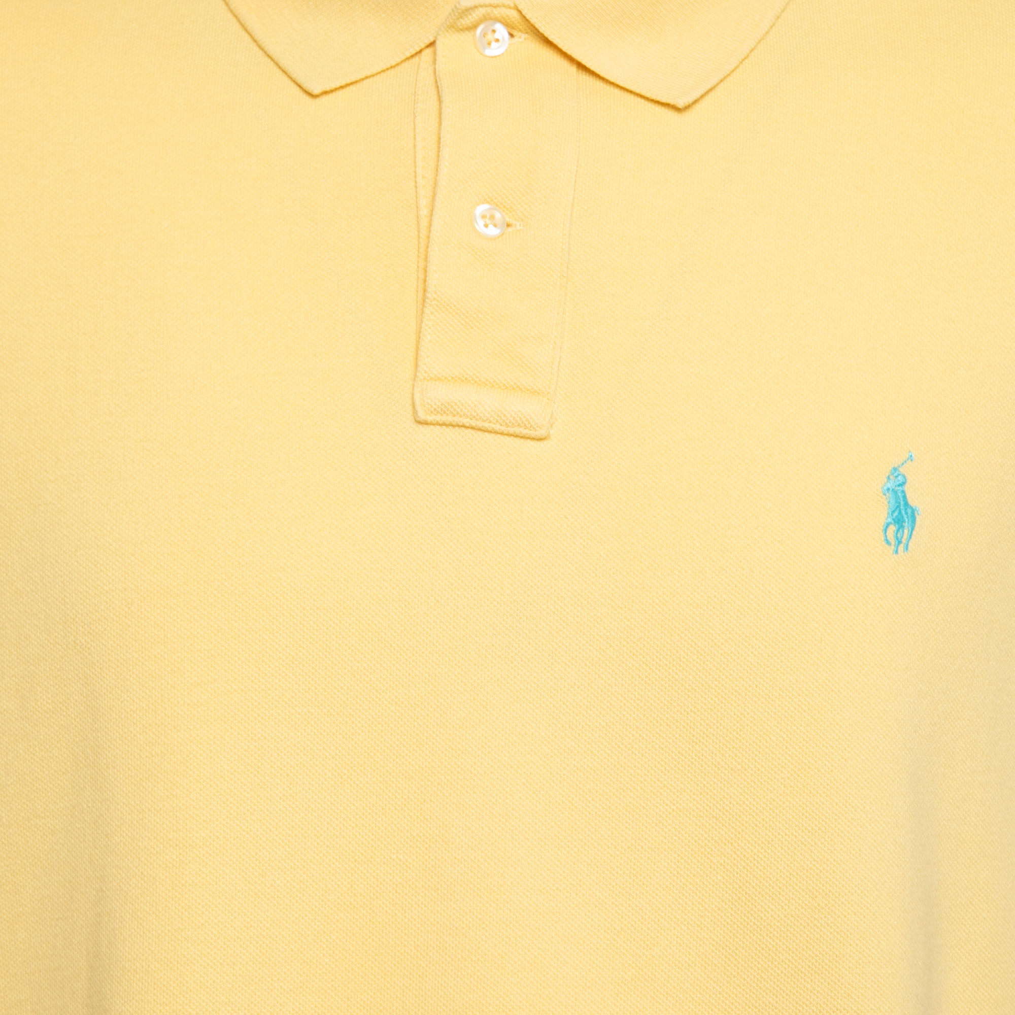 Polo Ralph Lauren Yellow Cotton Pique Custom Slim Fit Polo T-Shirt XXL