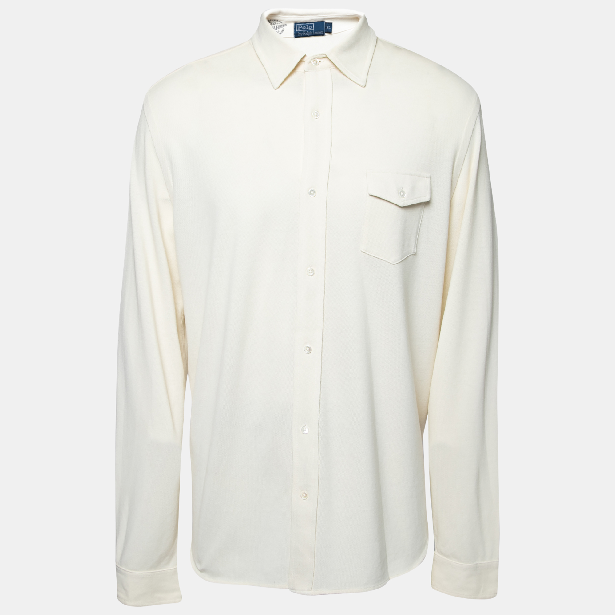 Polo Ralph Lauren Cream Cotton Long Sleeve Shirt XL
