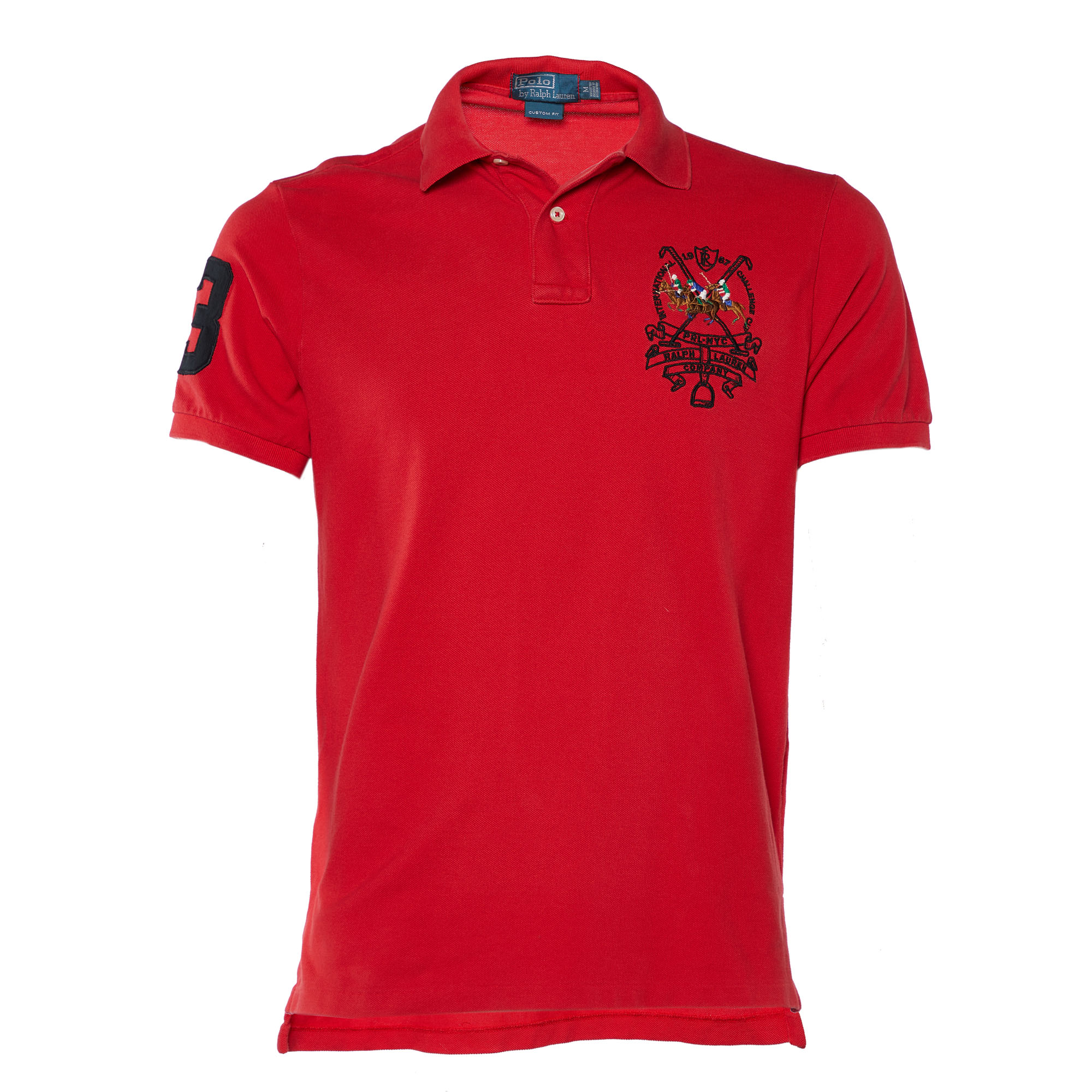 Polo Ralph Lauren Red Cotton Pique Custom Fit Polo T-Shirt M