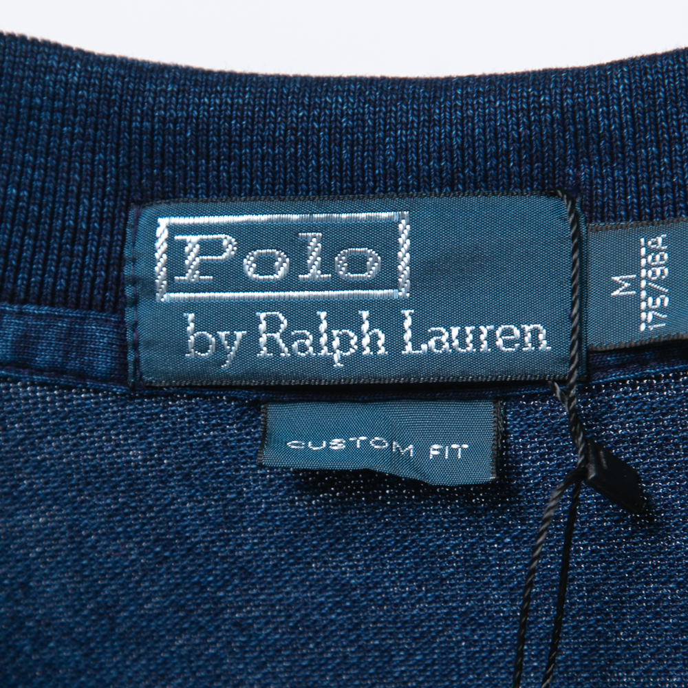Polo Ralph Lauren Dark Wash Blue Cotton Pique Custom Fit Polo T-Shirt M