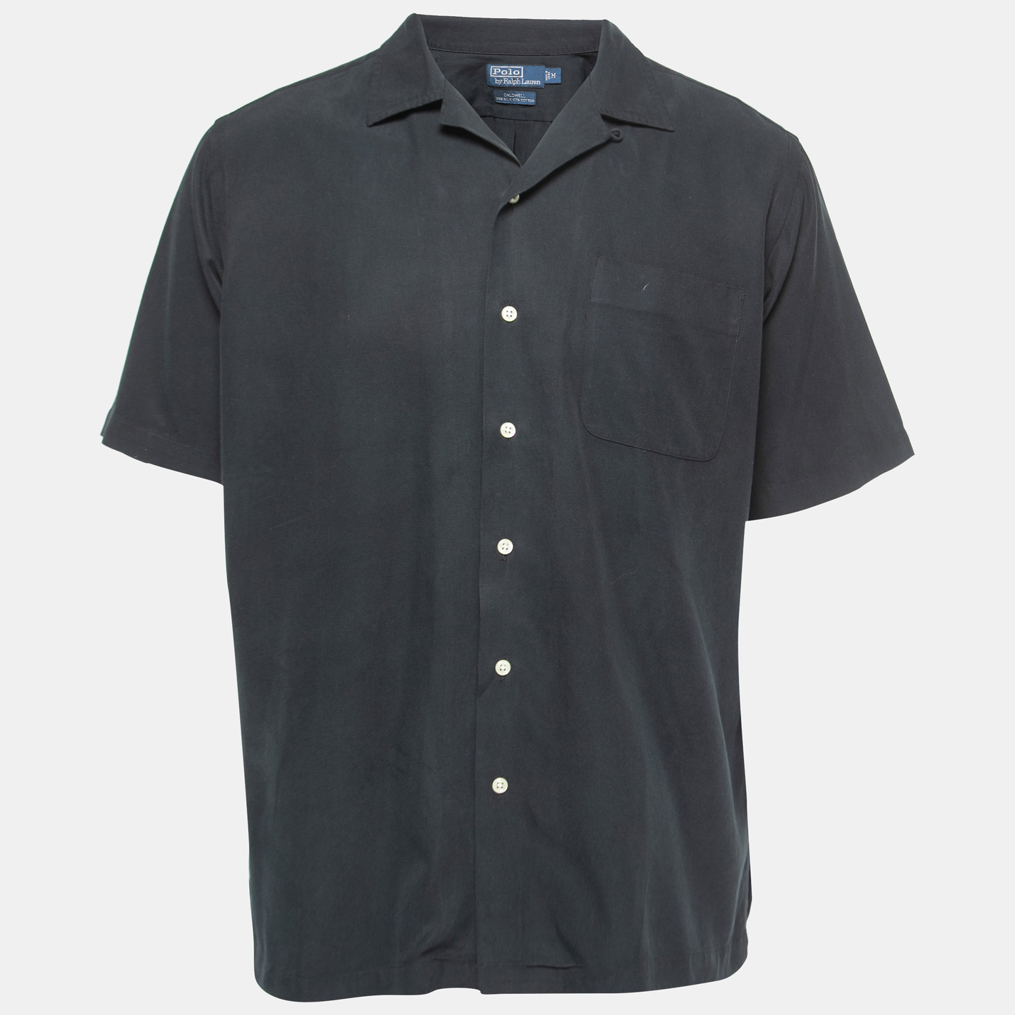 Polo Ralph Lauren Black Silk & Cotton Half Sleeve Shirt M